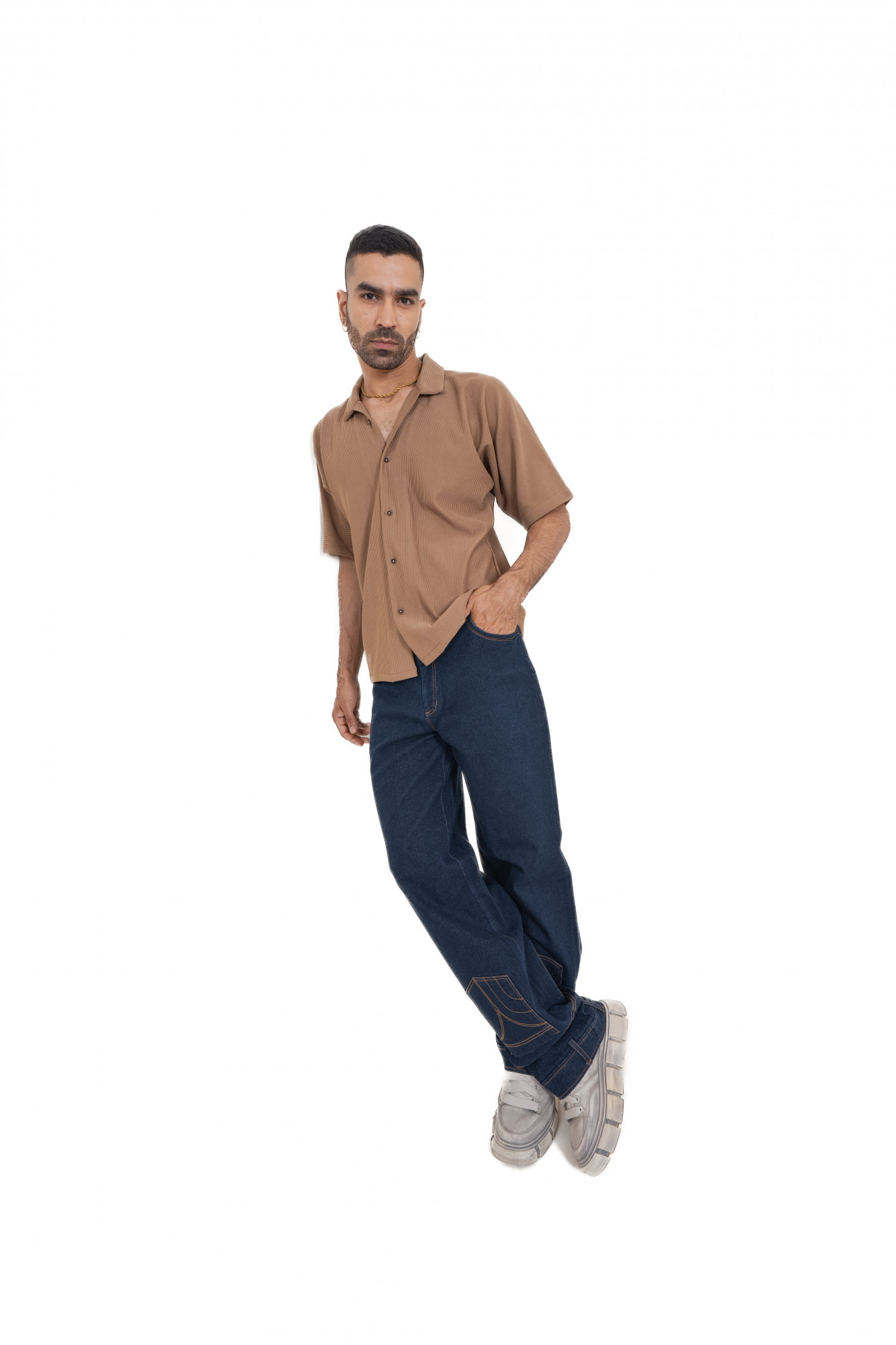 Striped Bowling Shirt In Brown