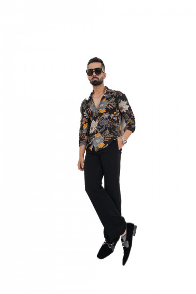 Floral Printed Shirt In Black