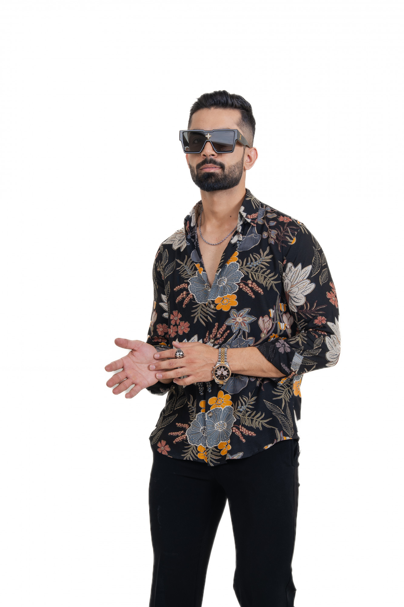 Floral Printed Shirt In Black