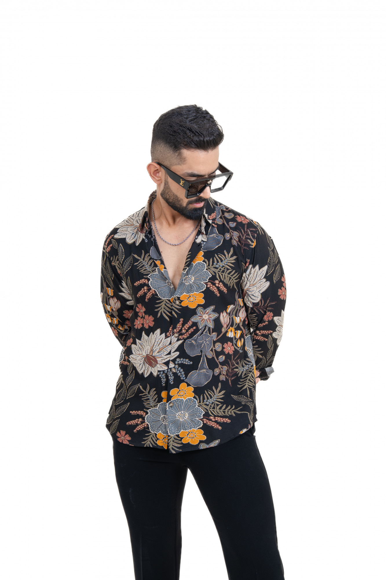 Floral Printed Shirt In Black