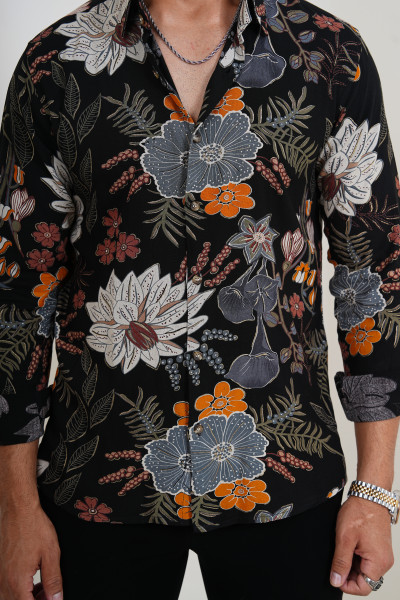 Floral Printed Shirt In Black