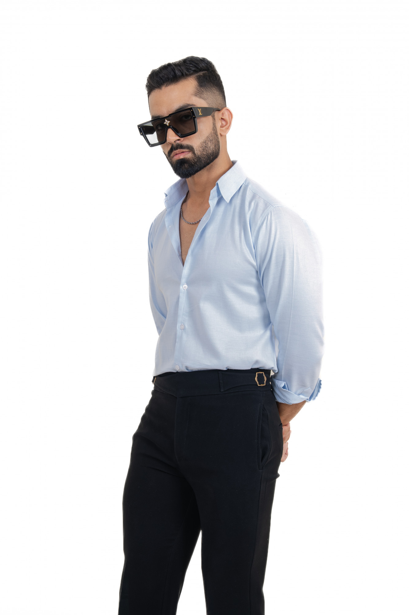 Powder Blue Shirt In Cotton