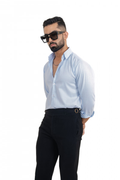 Powder Blue Shirt In Cotton