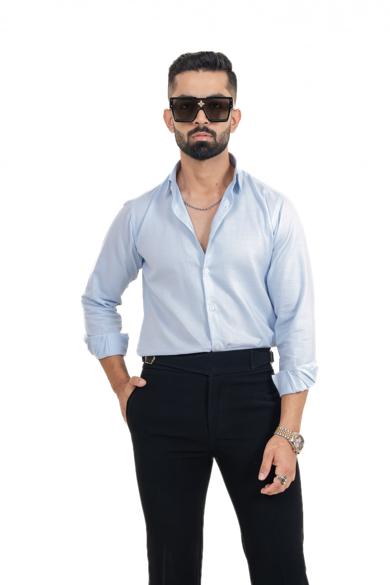 Powder Blue Shirt In Cotton