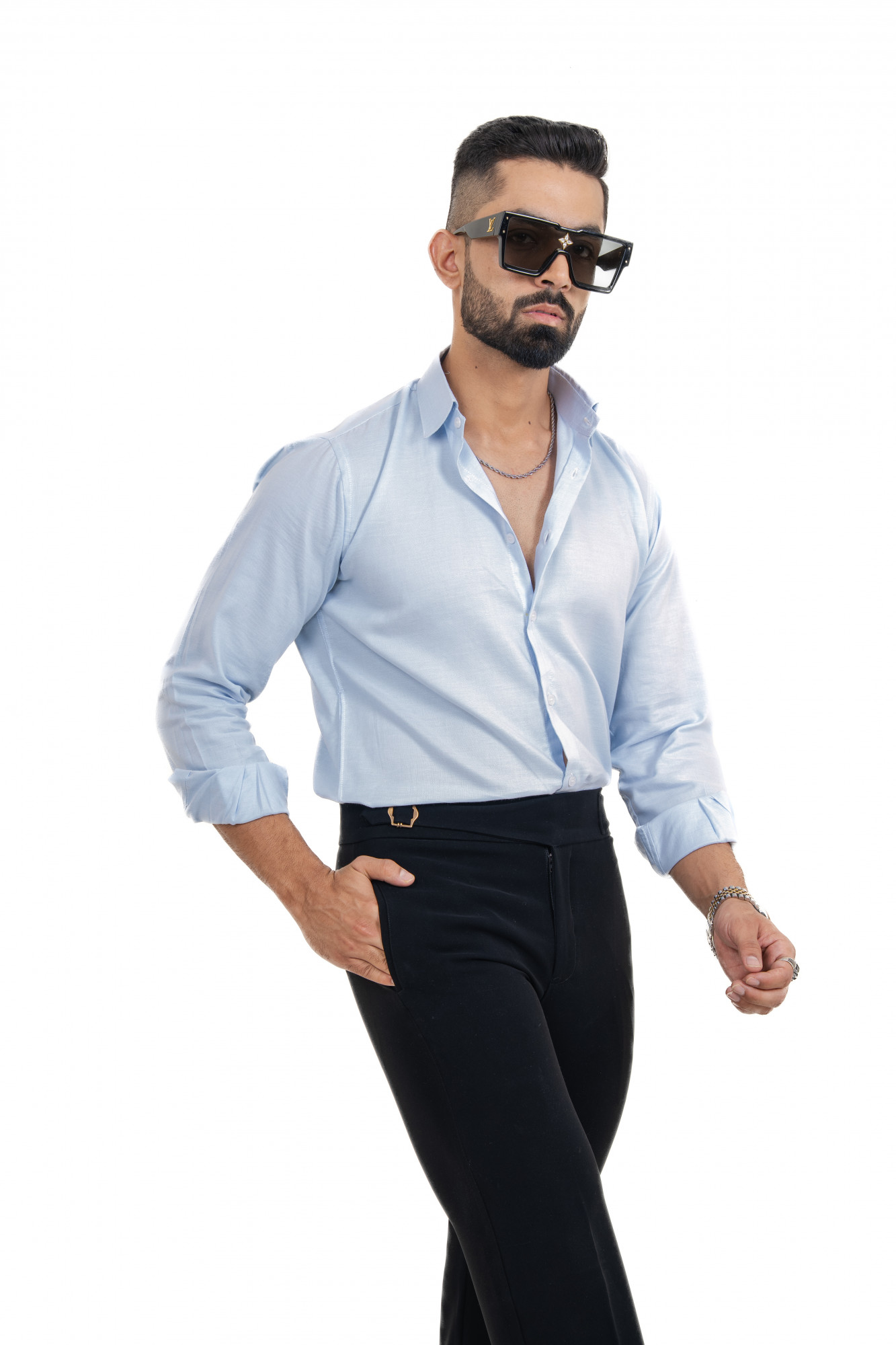 Powder Blue Shirt In Cotton