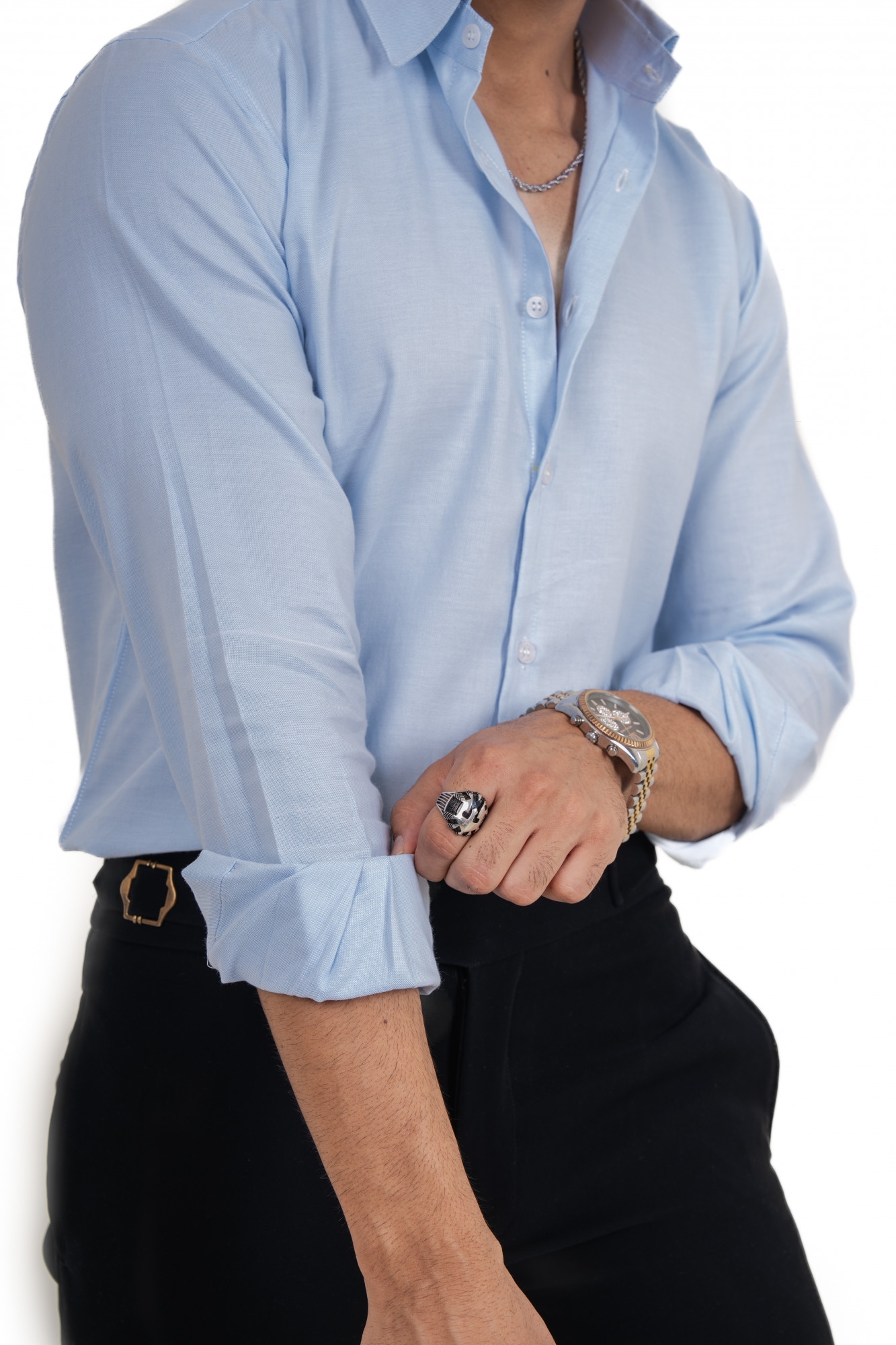 Powder Blue Shirt In Cotton