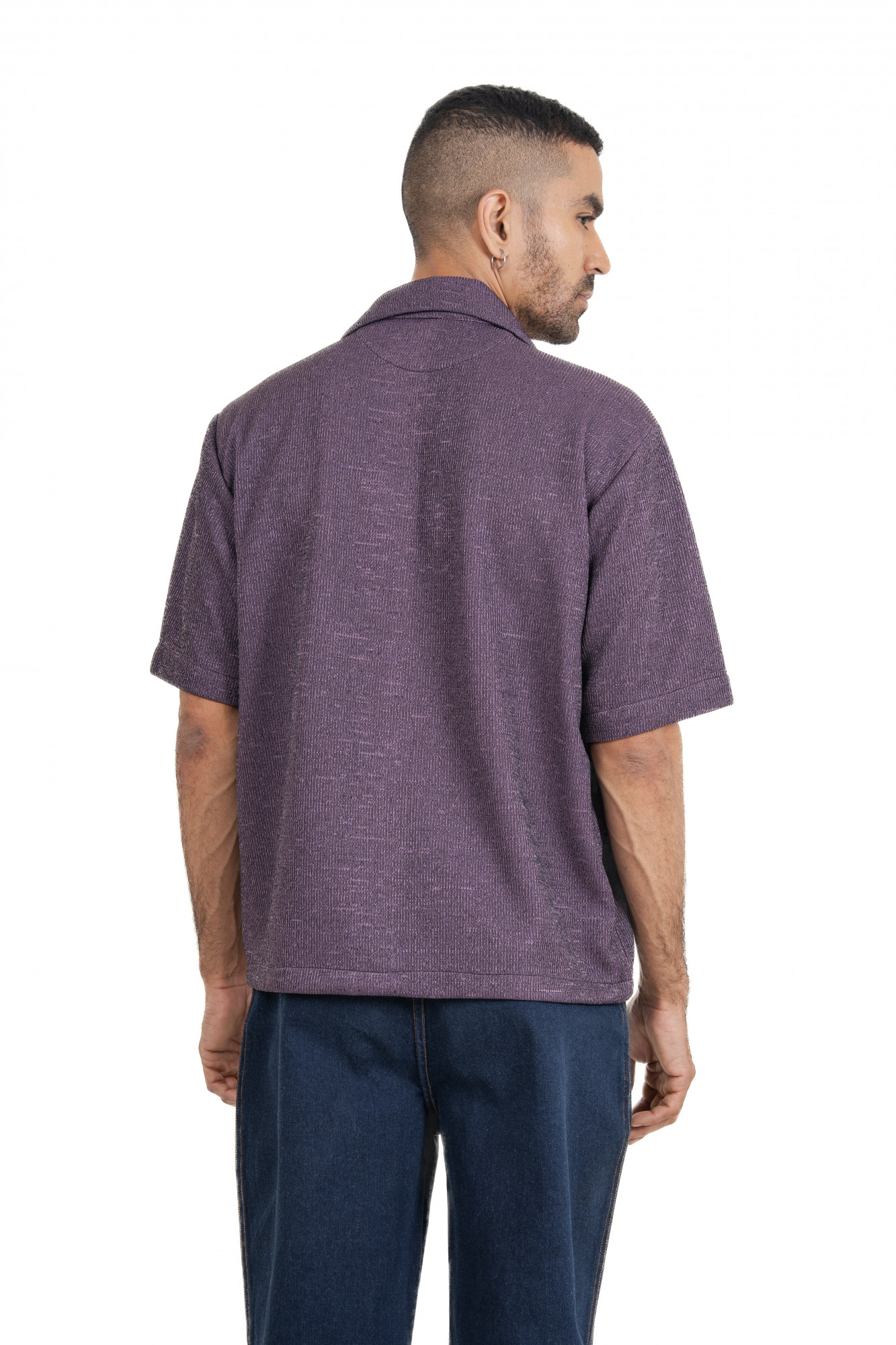 Knitted Zip Shirt In English Purple