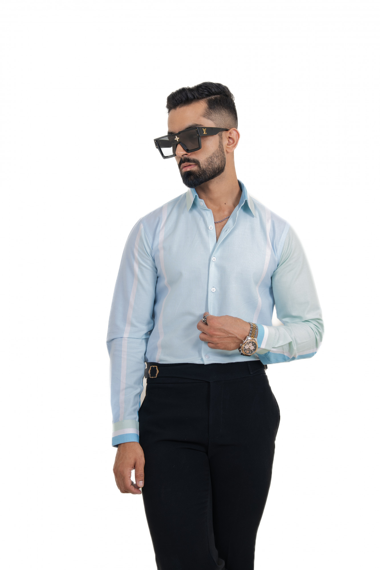 Color Block Striped Formal Shirt