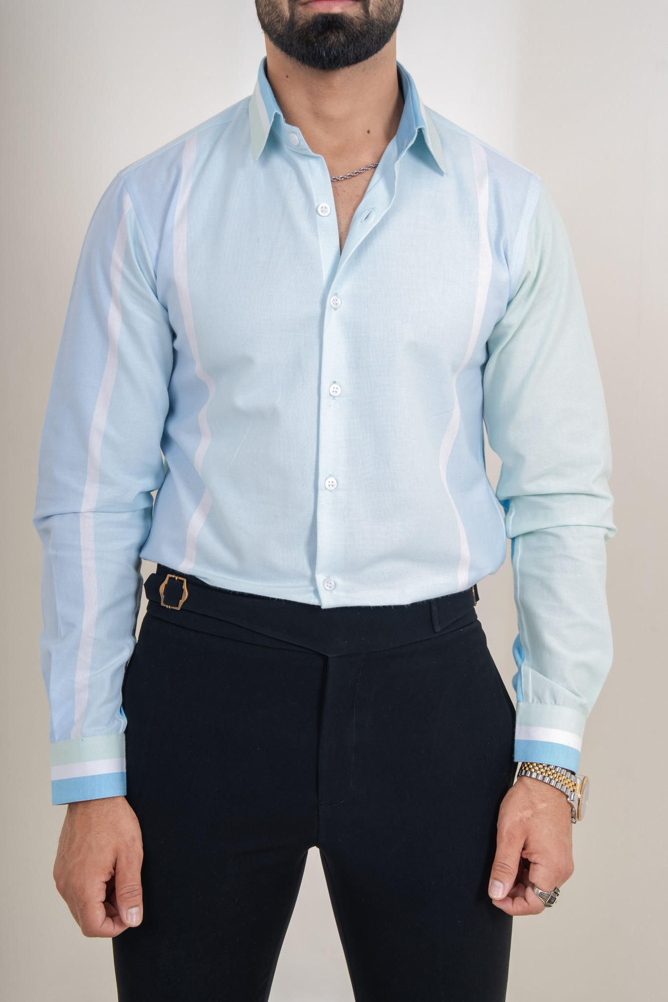 Color Block Striped Formal Shirt