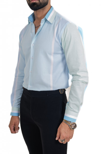 Color Block Striped Formal Shirt