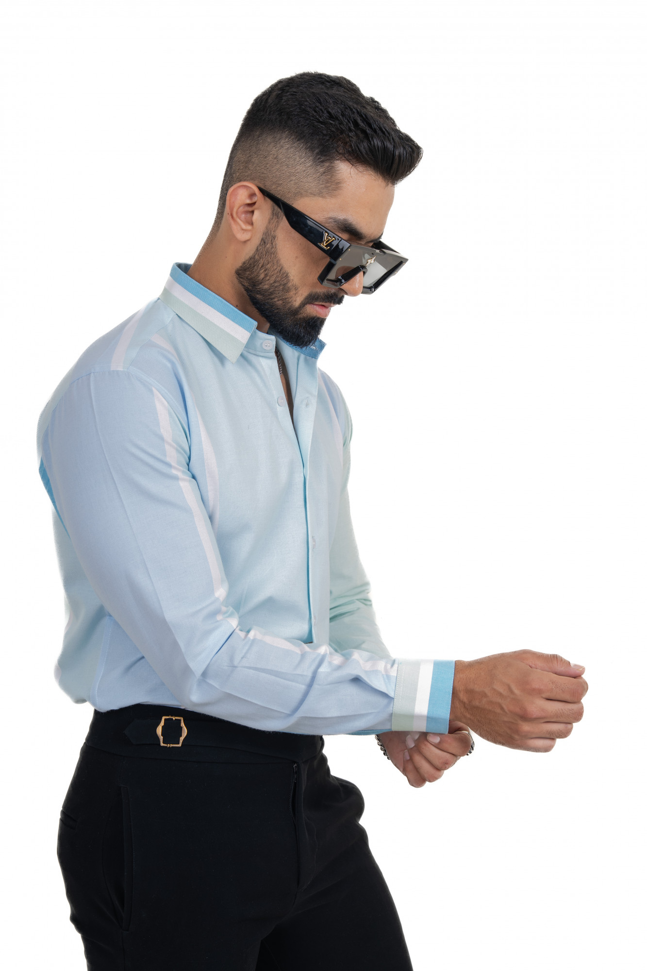 Color Block Striped Formal Shirt