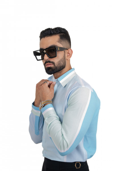 Color Block Striped Formal Shirt