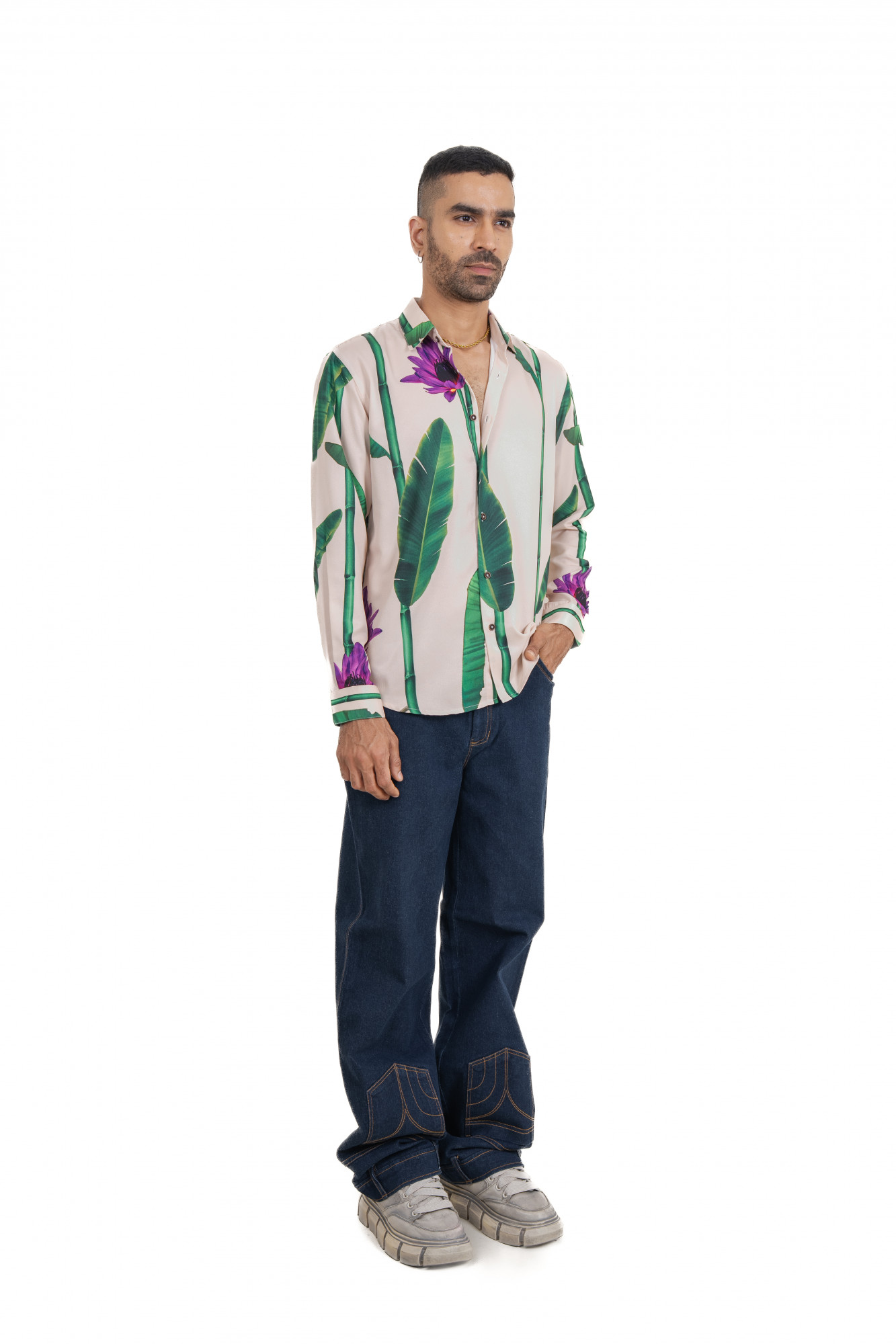 Stem Print Flowing Shirt