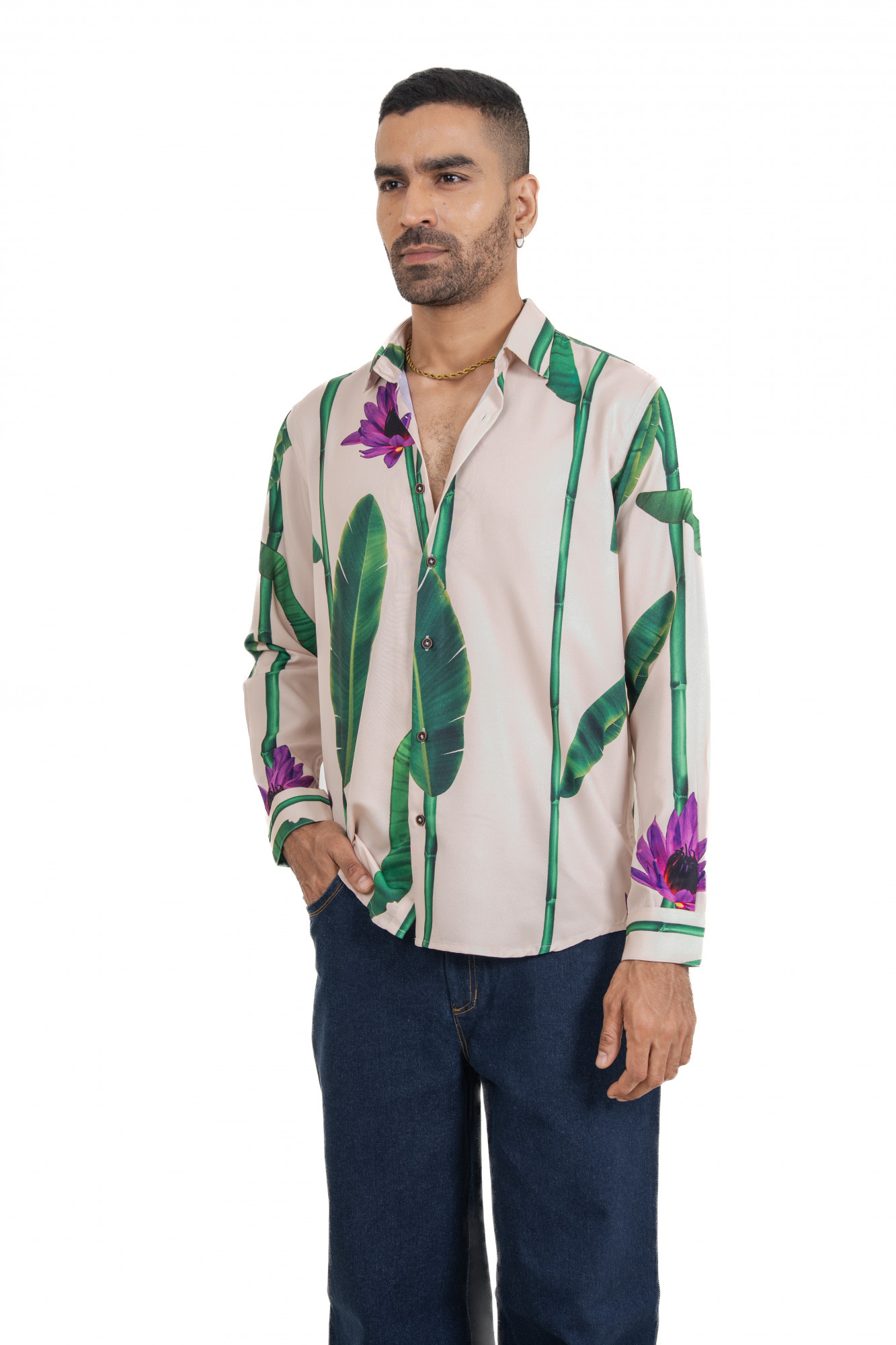 Stem Print Flowing Shirt