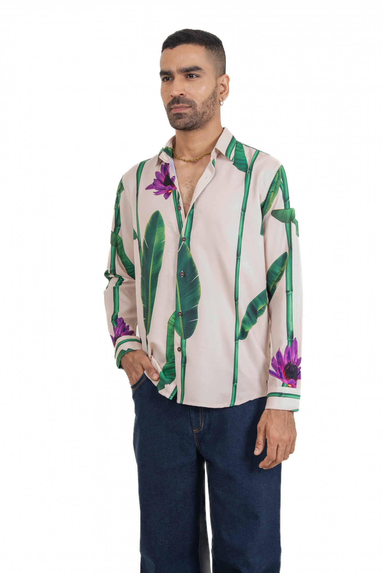 Stem Print Flowing Shirt