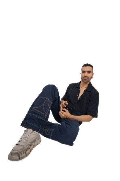 Black Knit Crochet Baggy Shirt