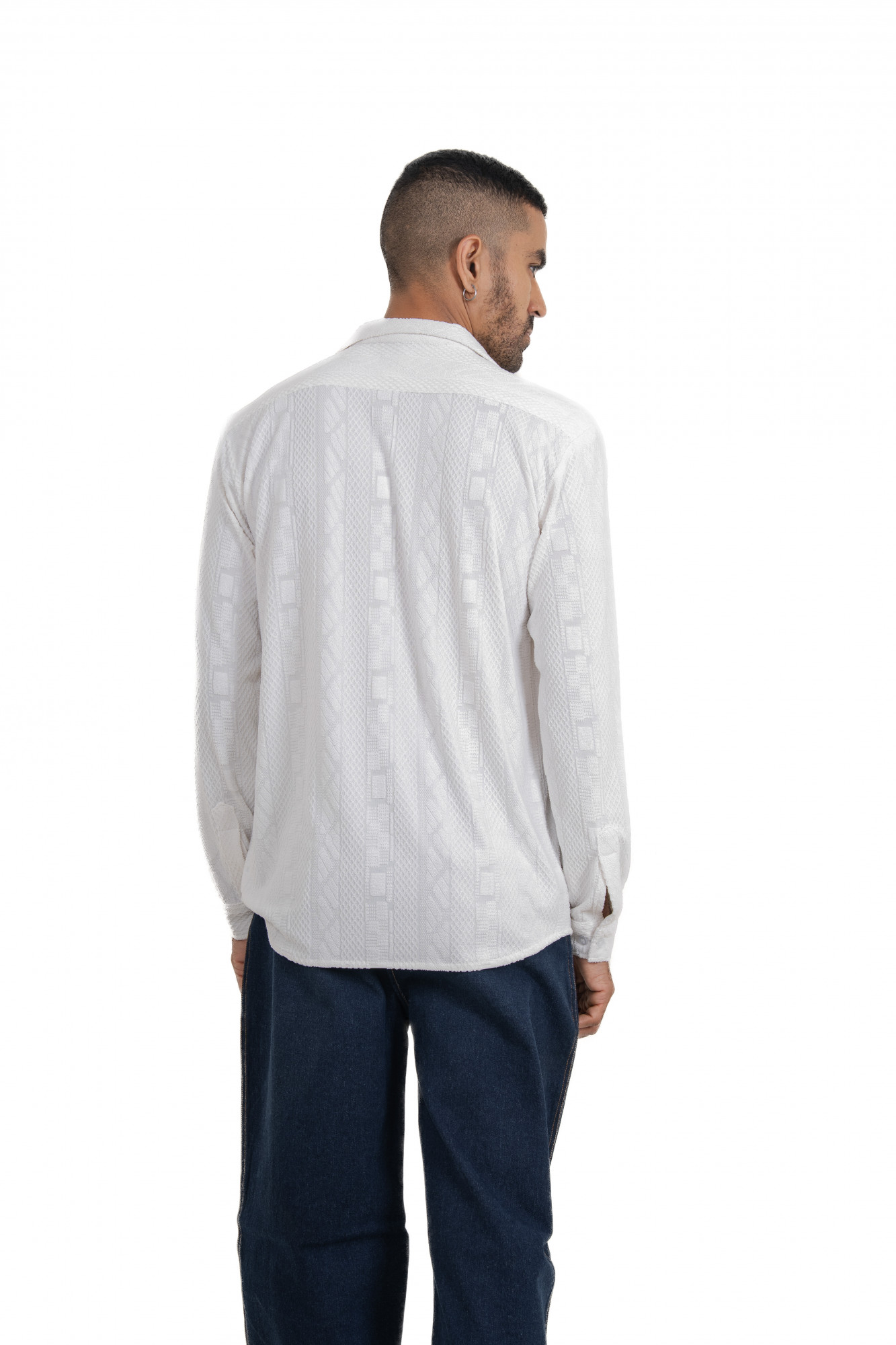 White Knit Crochet Shirt