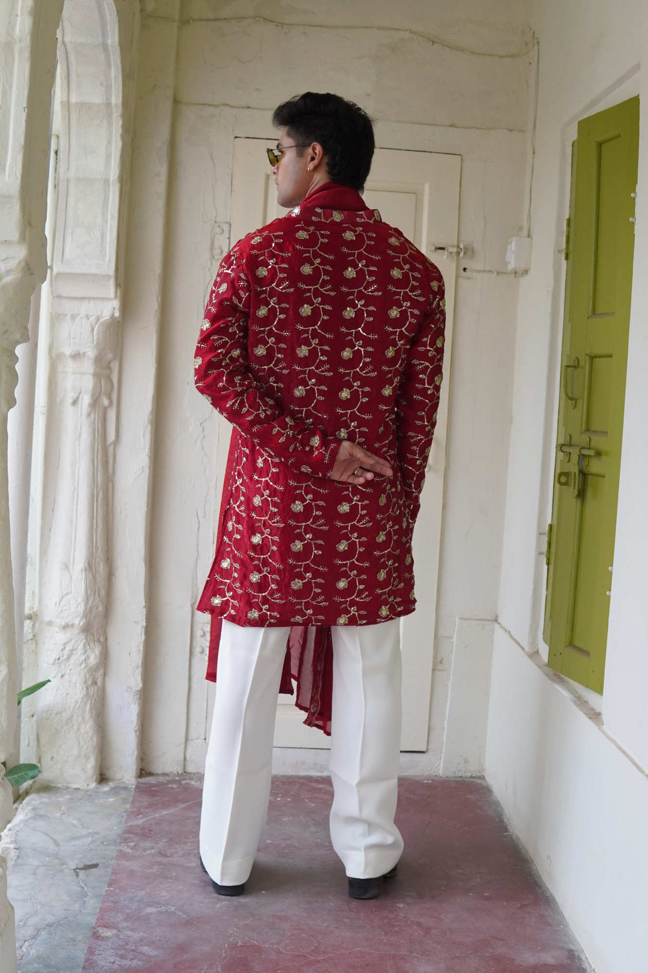 Sequence Embroidered Kurta Dupatta In Red