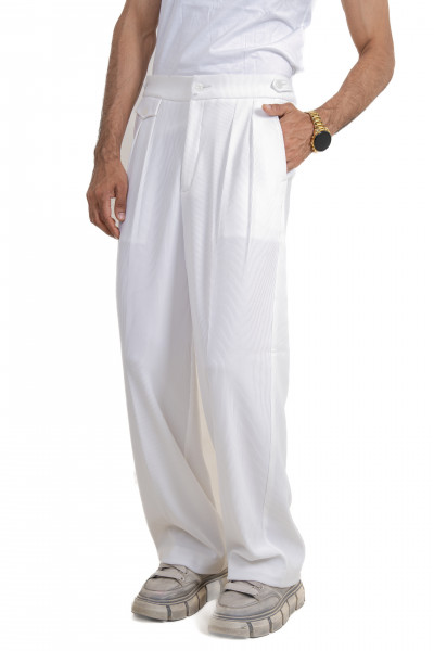 Striped Korean Pants In White