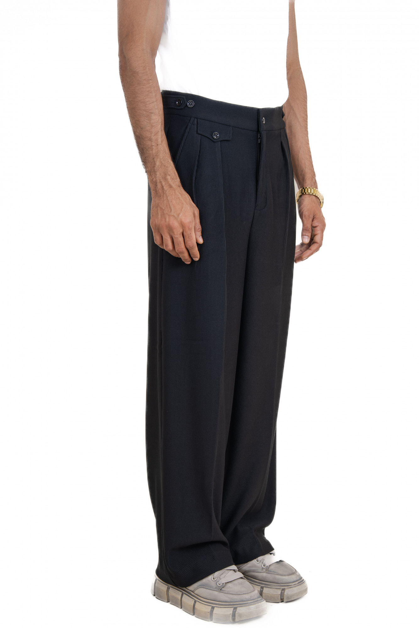 Striped Korean Pants In Black