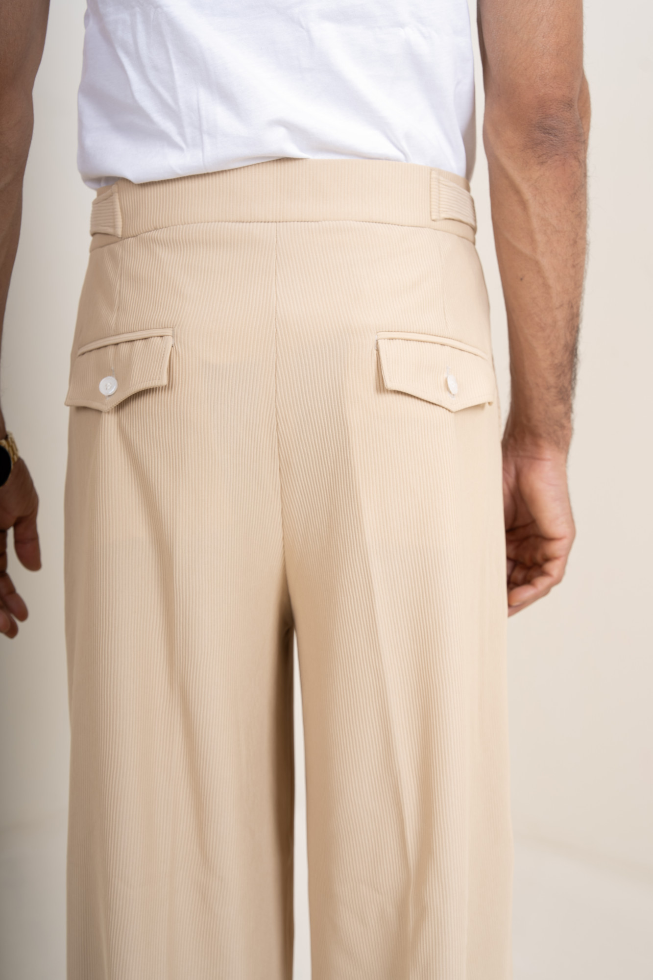 Striped Korean Pants In Cream