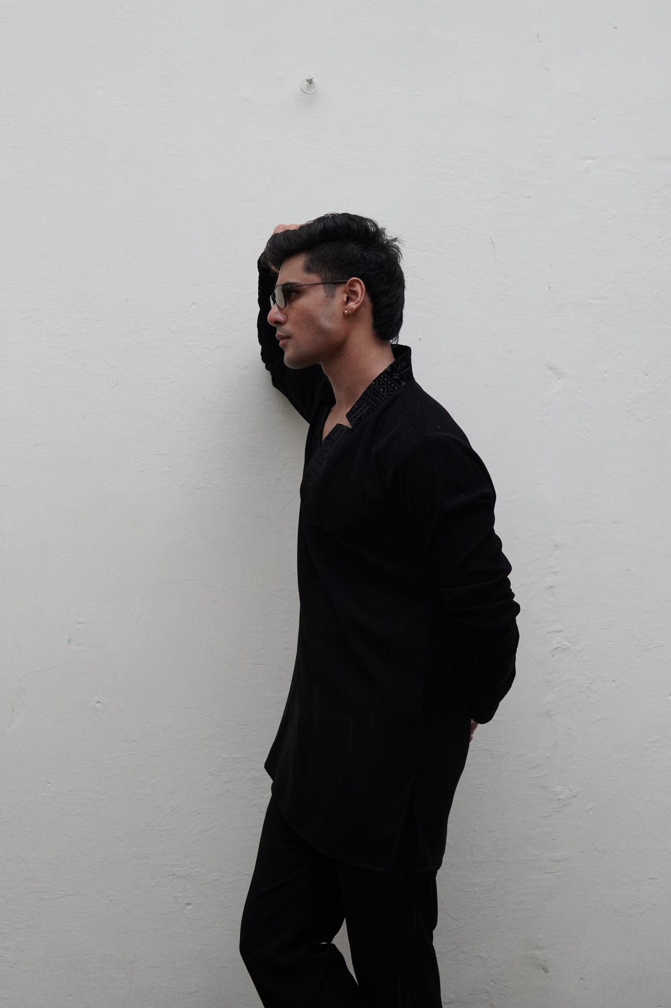 Zed Black Laced Cut Neck Kurta