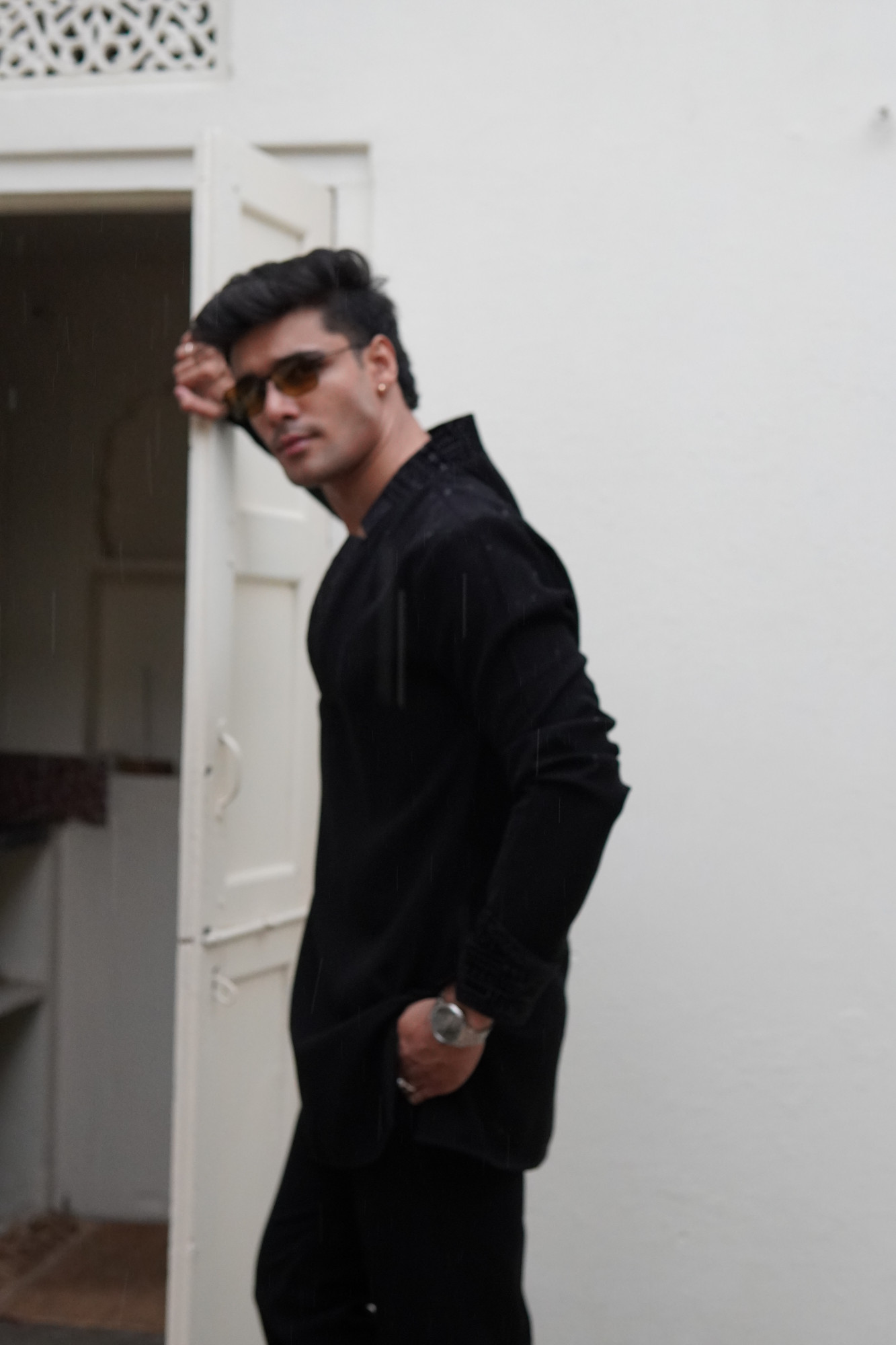 Zed Black Laced Cut Neck Kurta