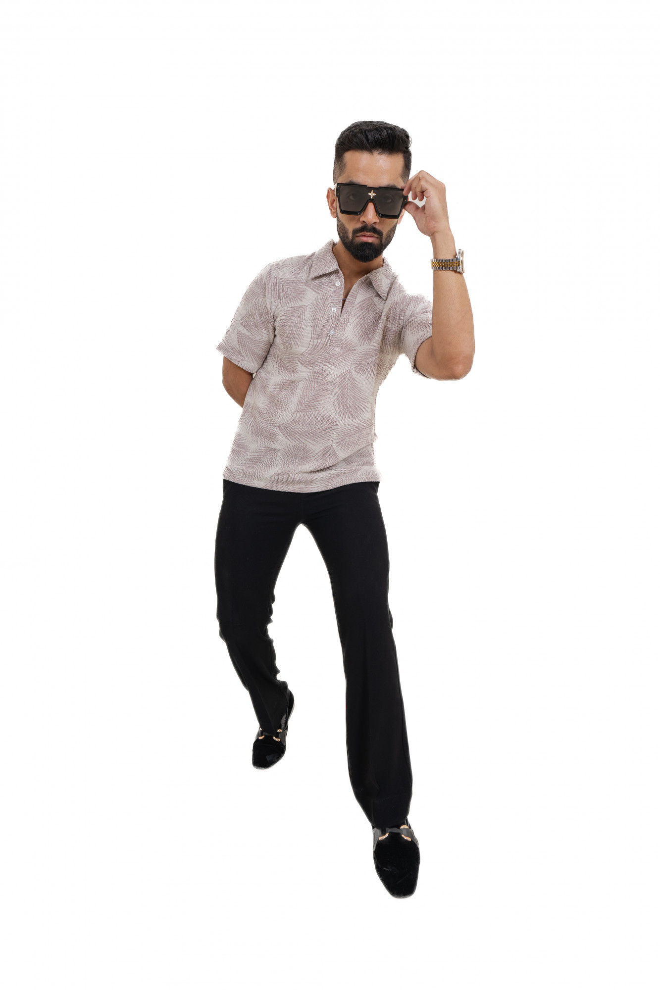 Leaf Print Polo Tshirt