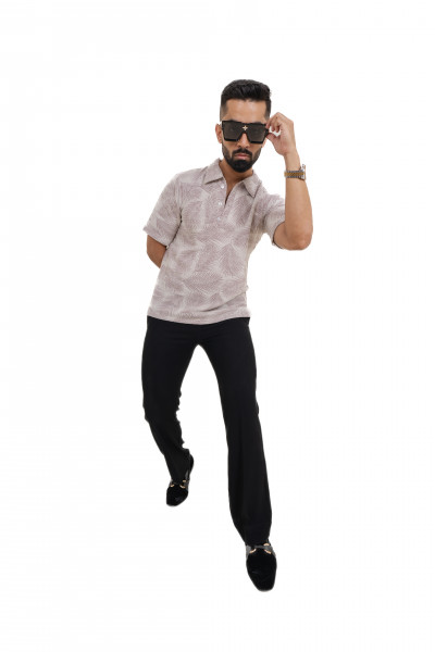 Leaf Print Polo Tshirt