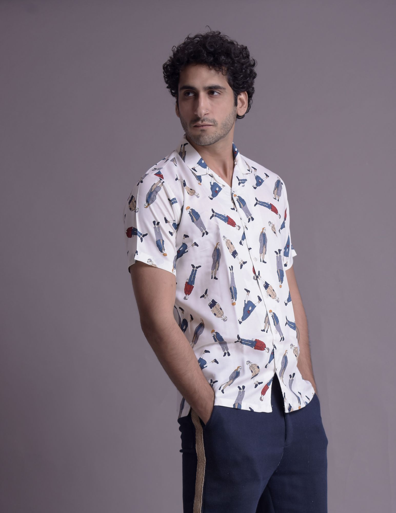 Mens Printed Straight shirt