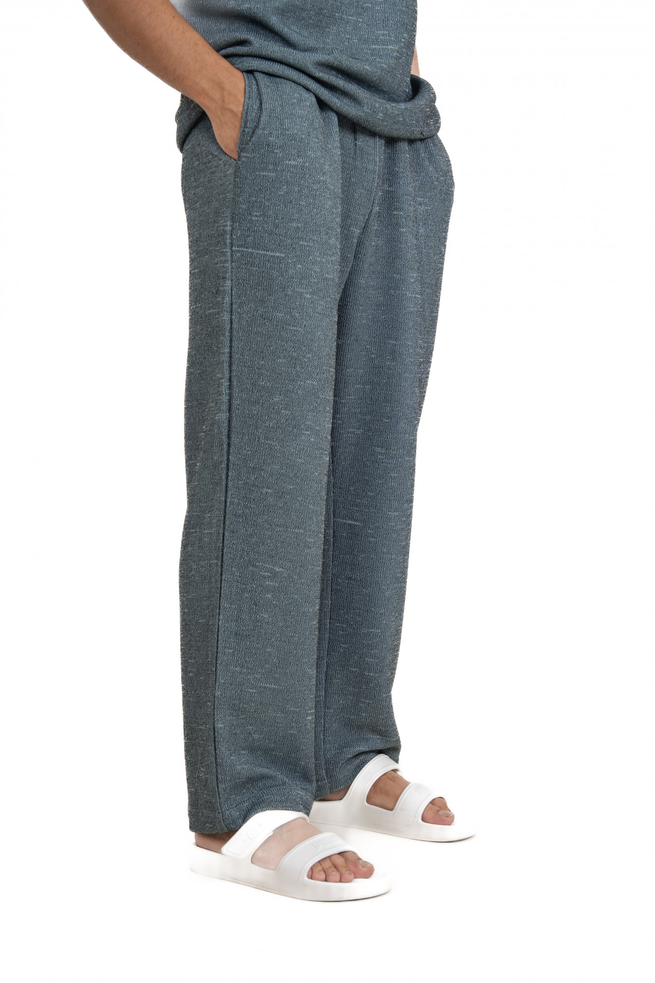 Knitted Sweat Pants In Iron Green