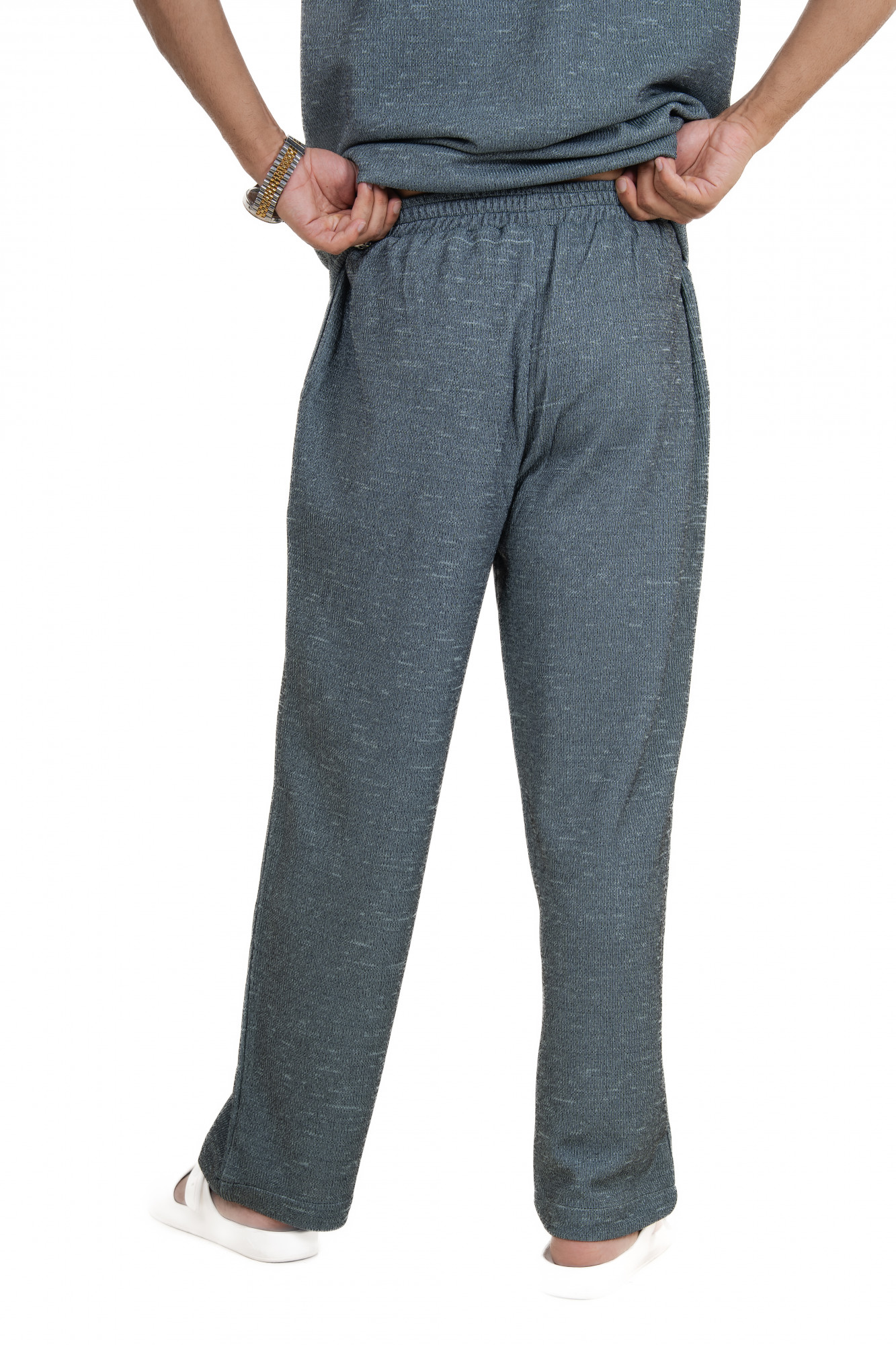 Knitted Sweat Pants In Iron Green