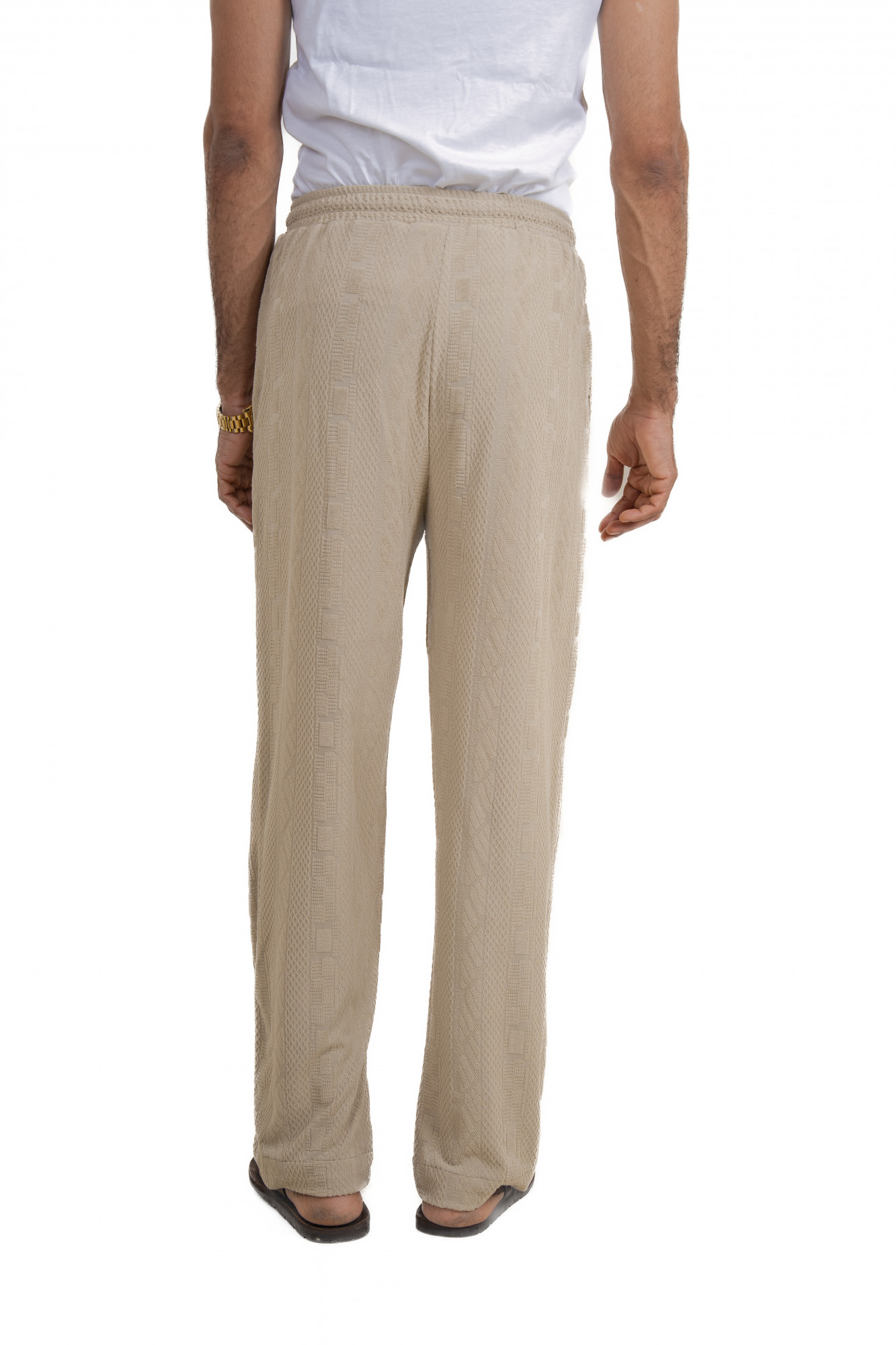 Textured Knit Lounge Pants In Cream
