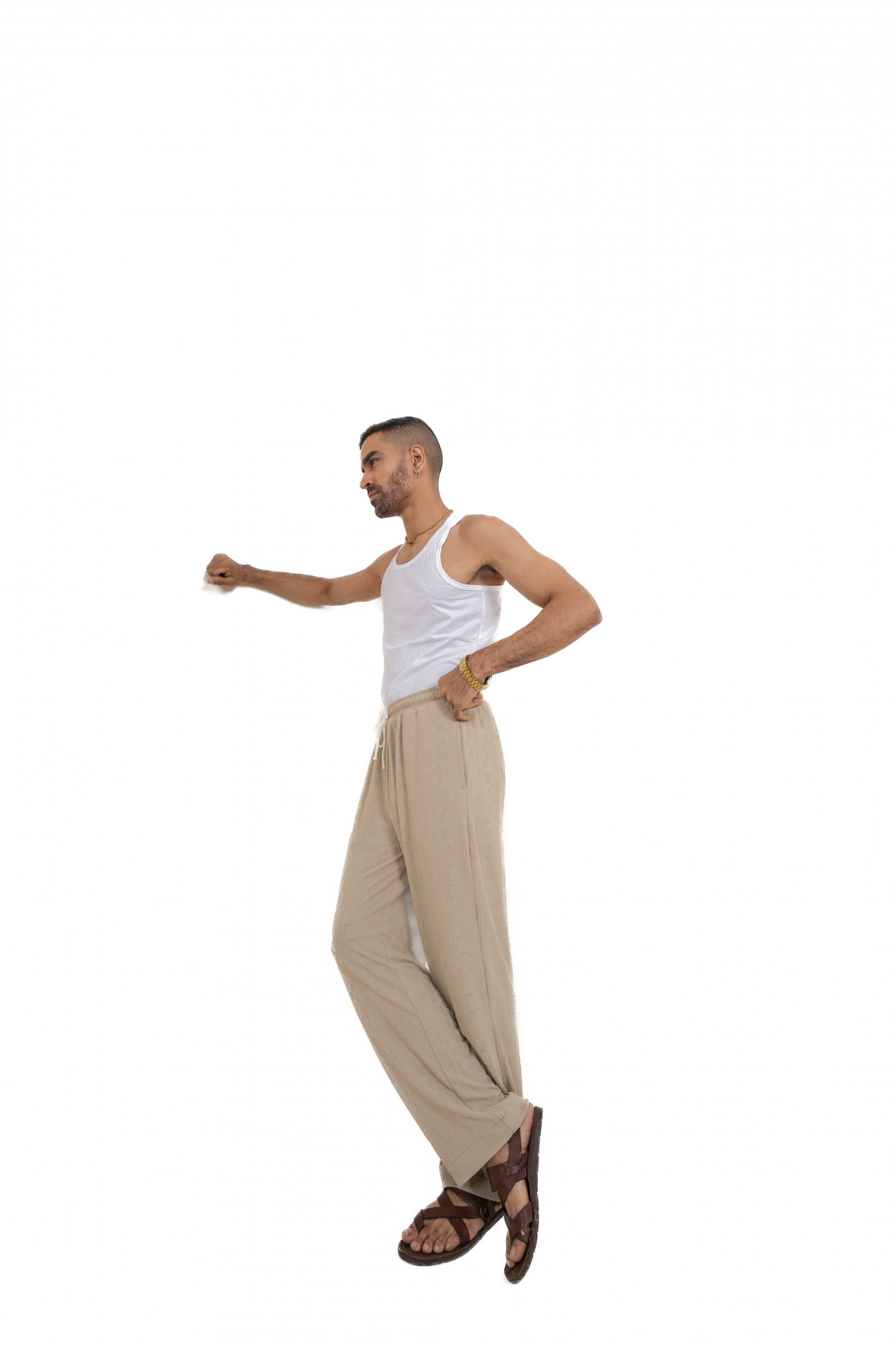 Textured Knit Lounge Pants In Cream