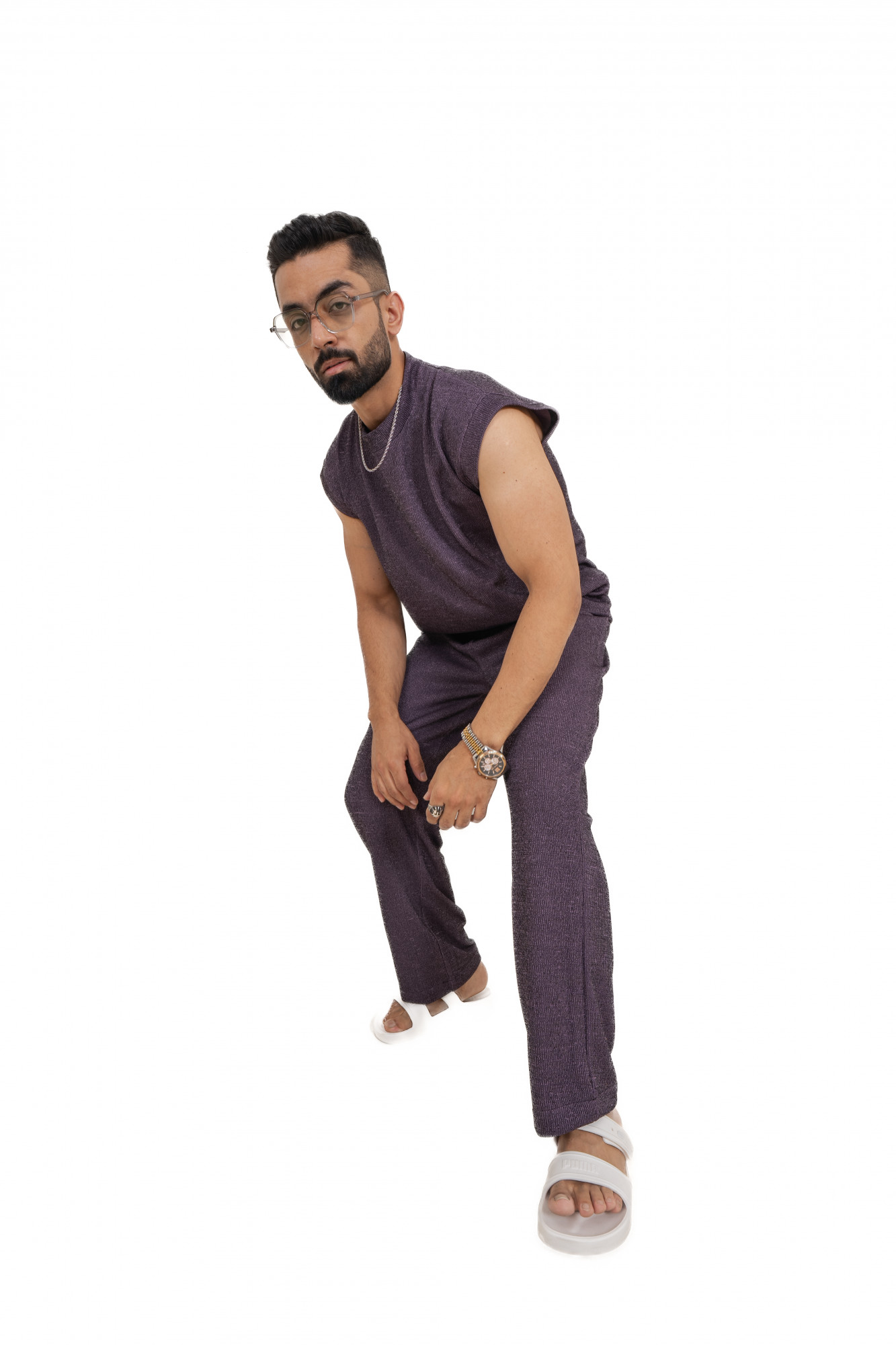 Knitted Sweat Pants In English Purple