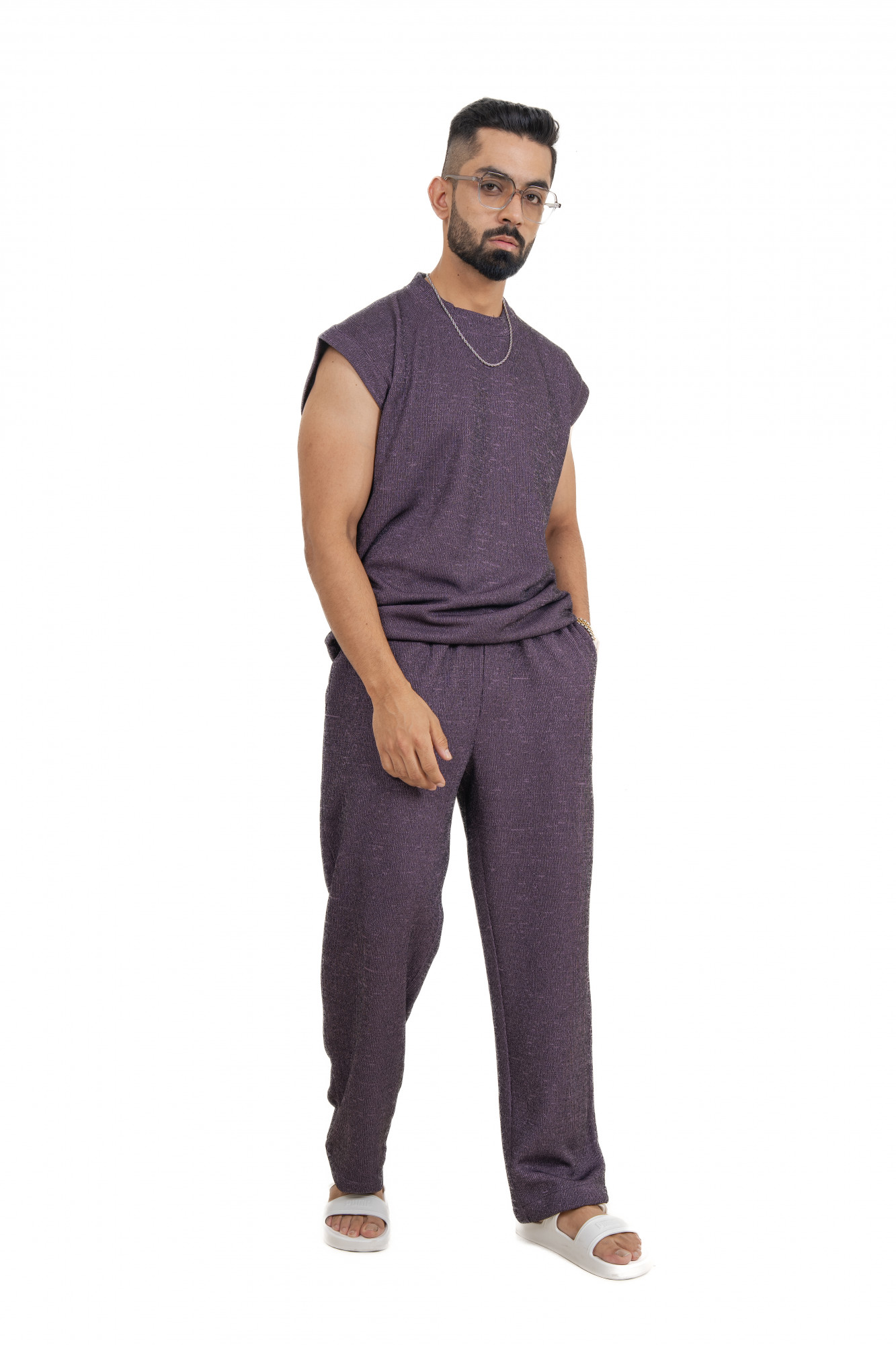 Knitted Sweat Pants In English Purple