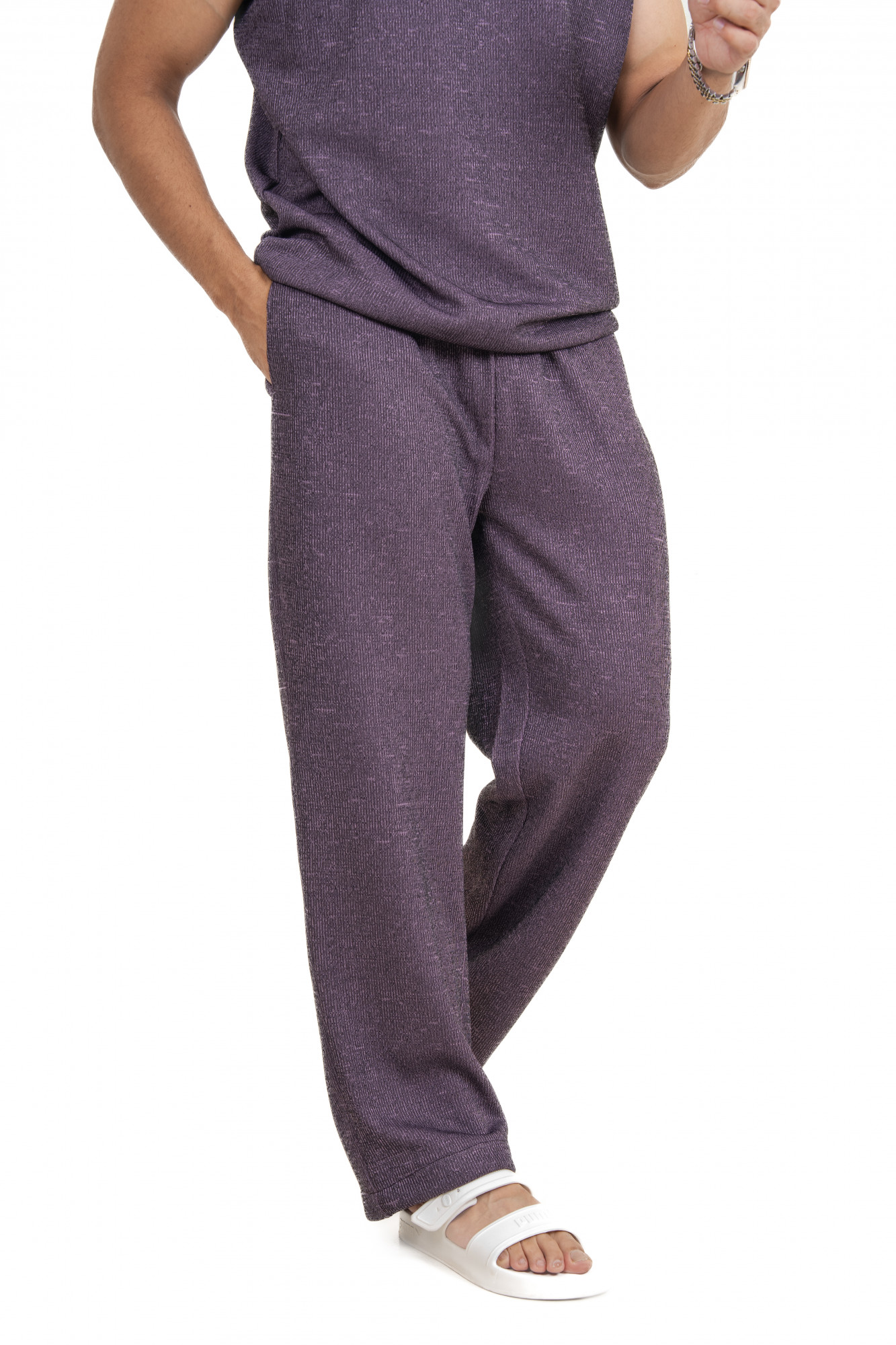 Knitted Sweat Pants In English Purple
