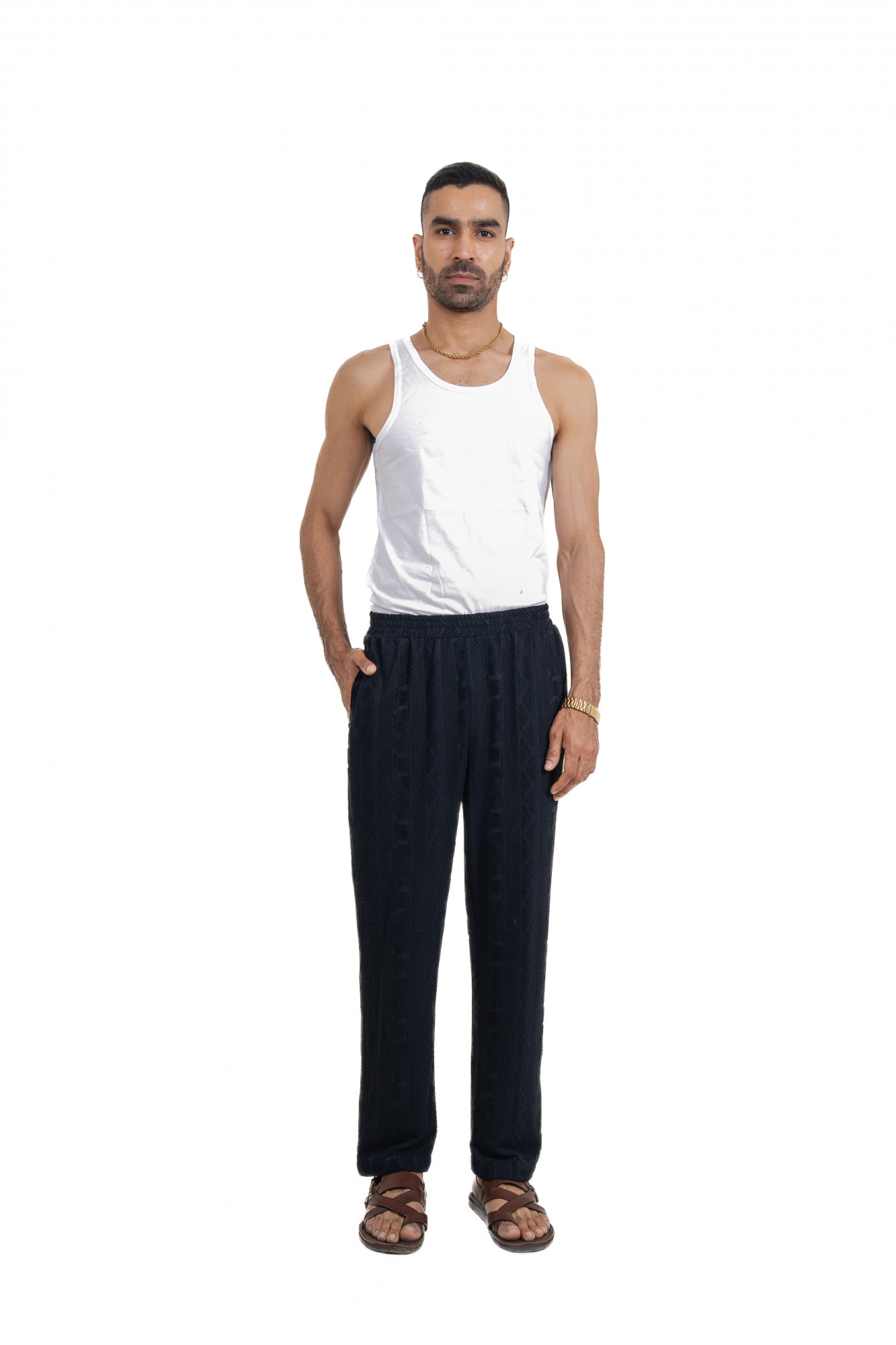 Textured Knit Lounge Pants In Black