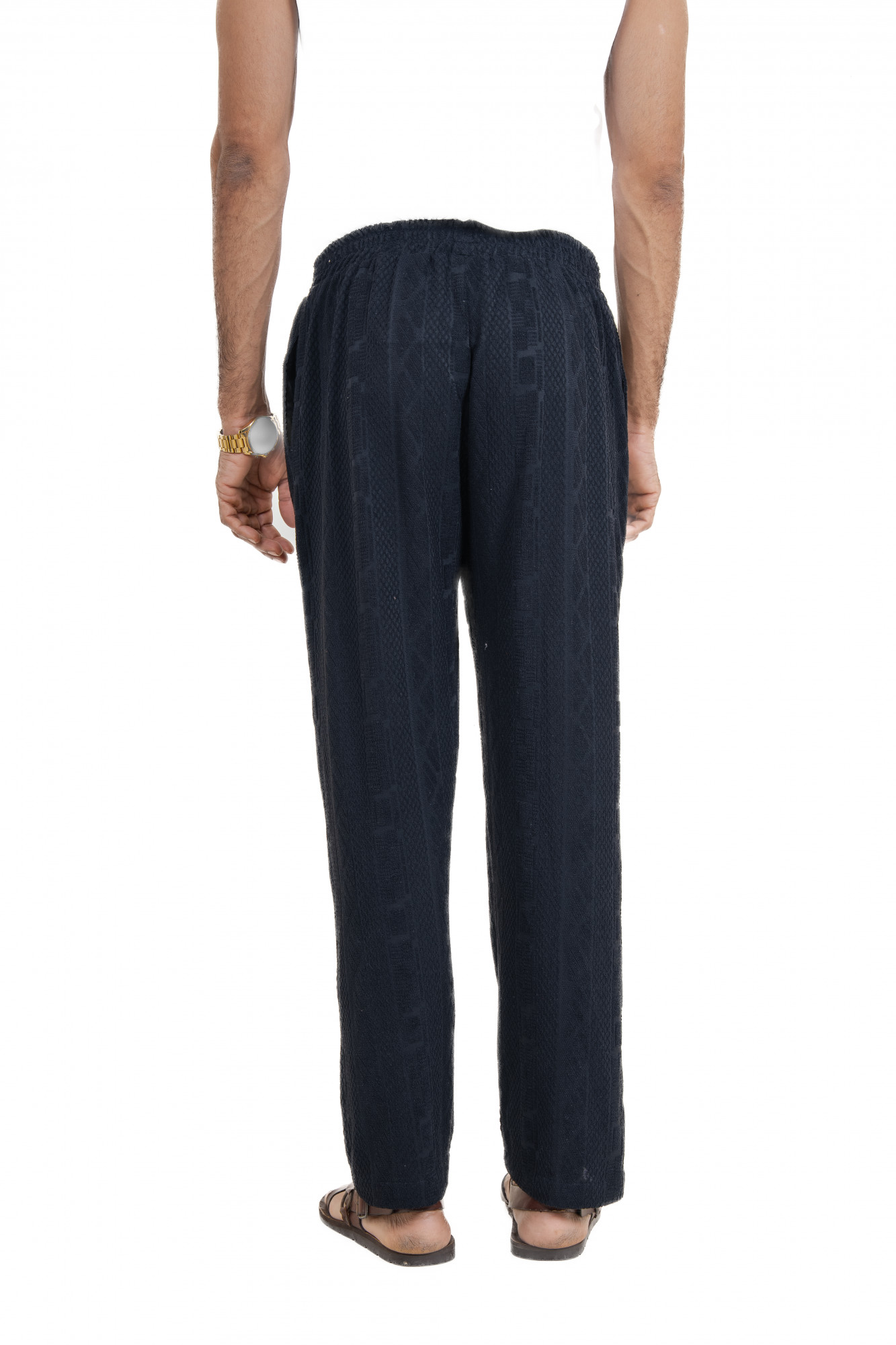 Textured Knit Lounge Pants In Black