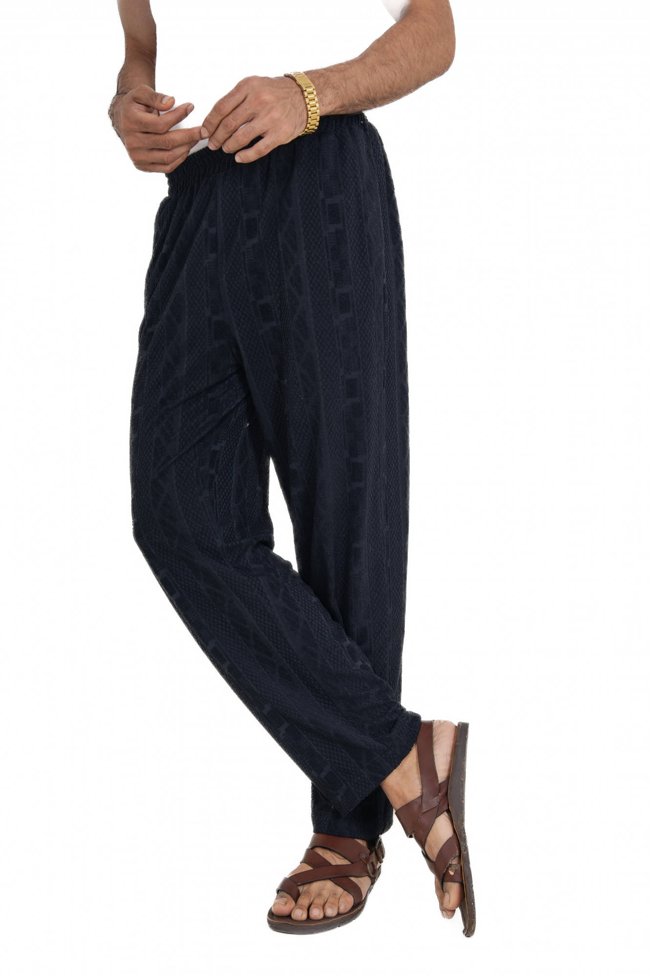 Textured Knit Lounge Pants In Black