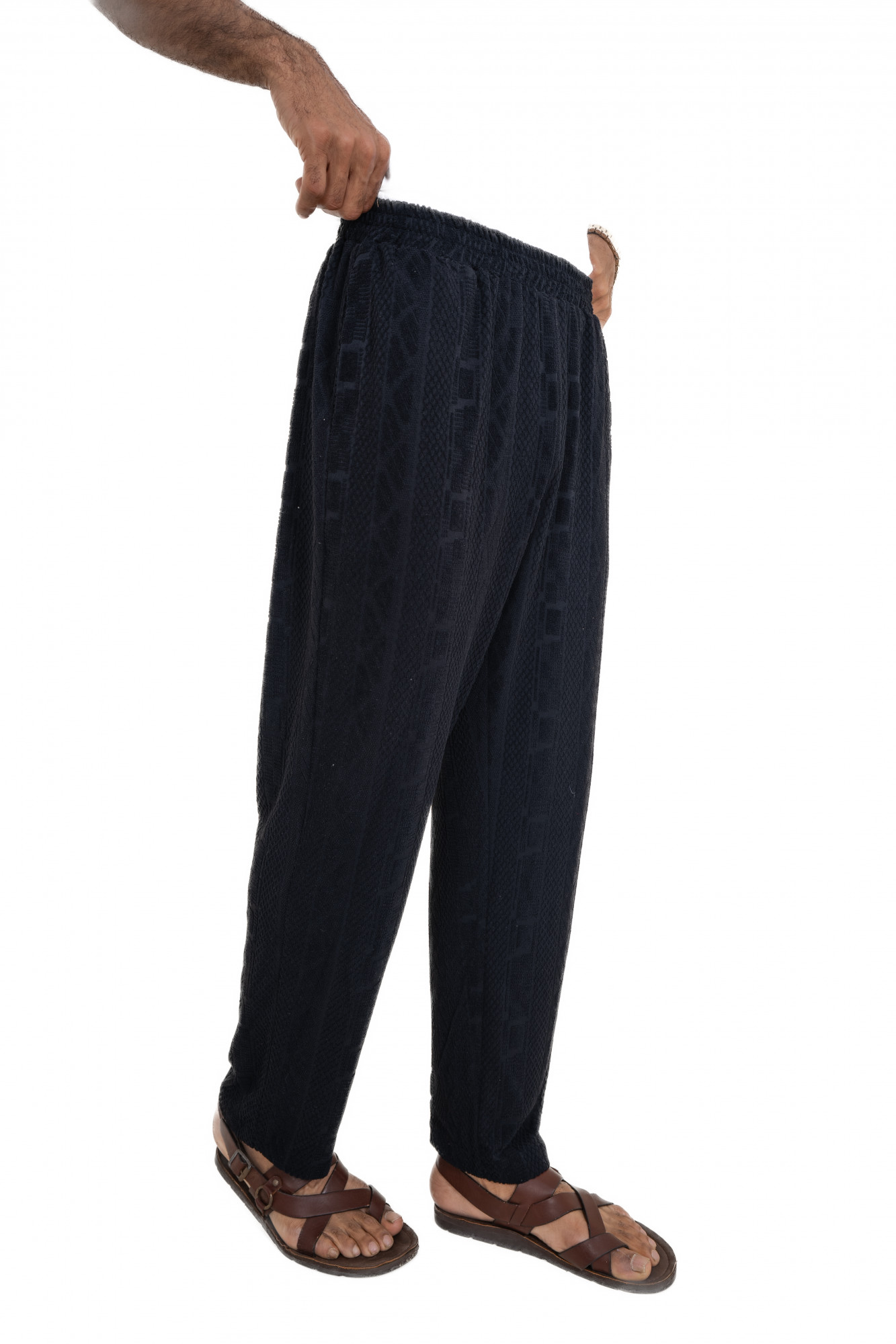 Textured Knit Lounge Pants In Black