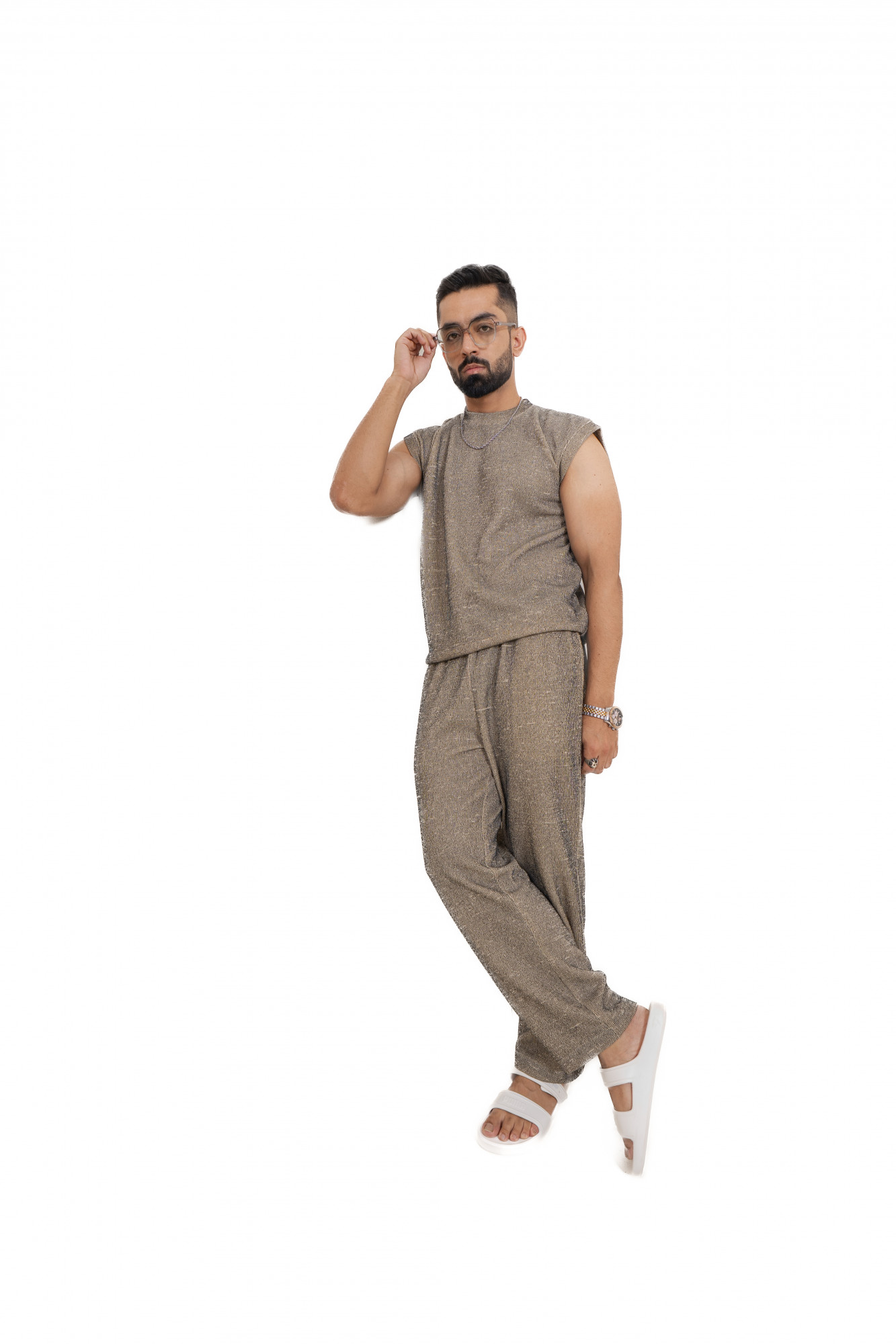 Knitted Sweat Pants In Road Cream