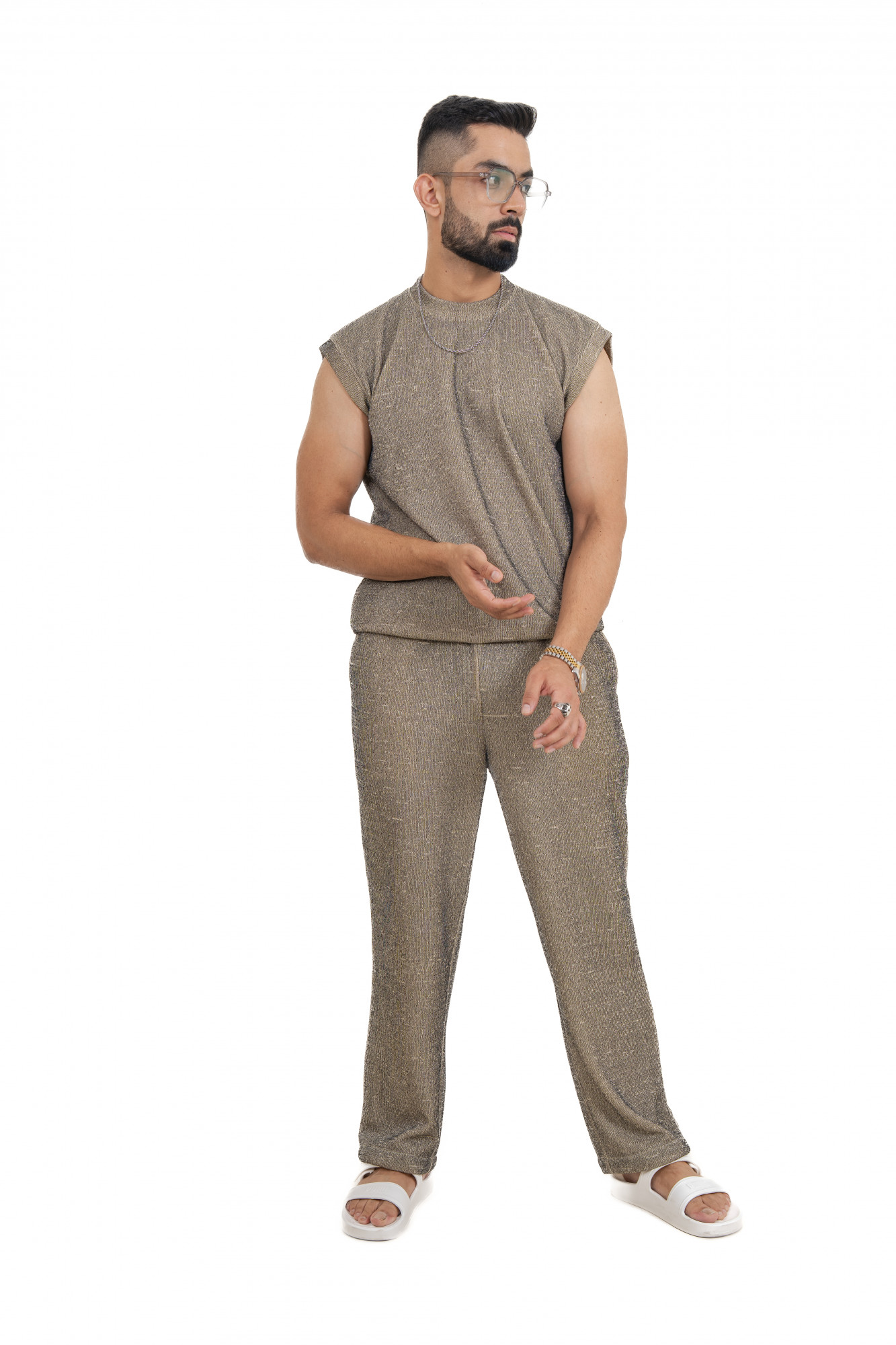 Knitted Sweat Pants In Road Cream