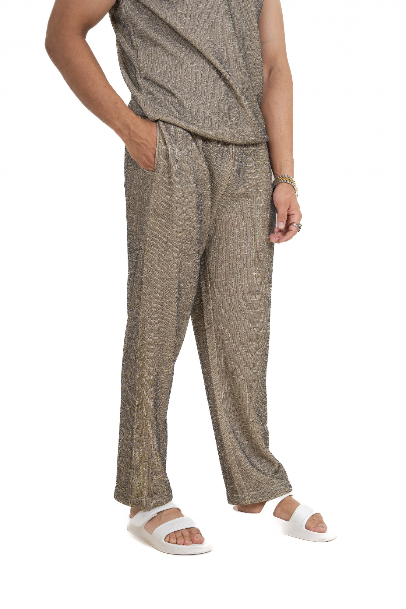 Knitted Sweat Pants In Road Cream