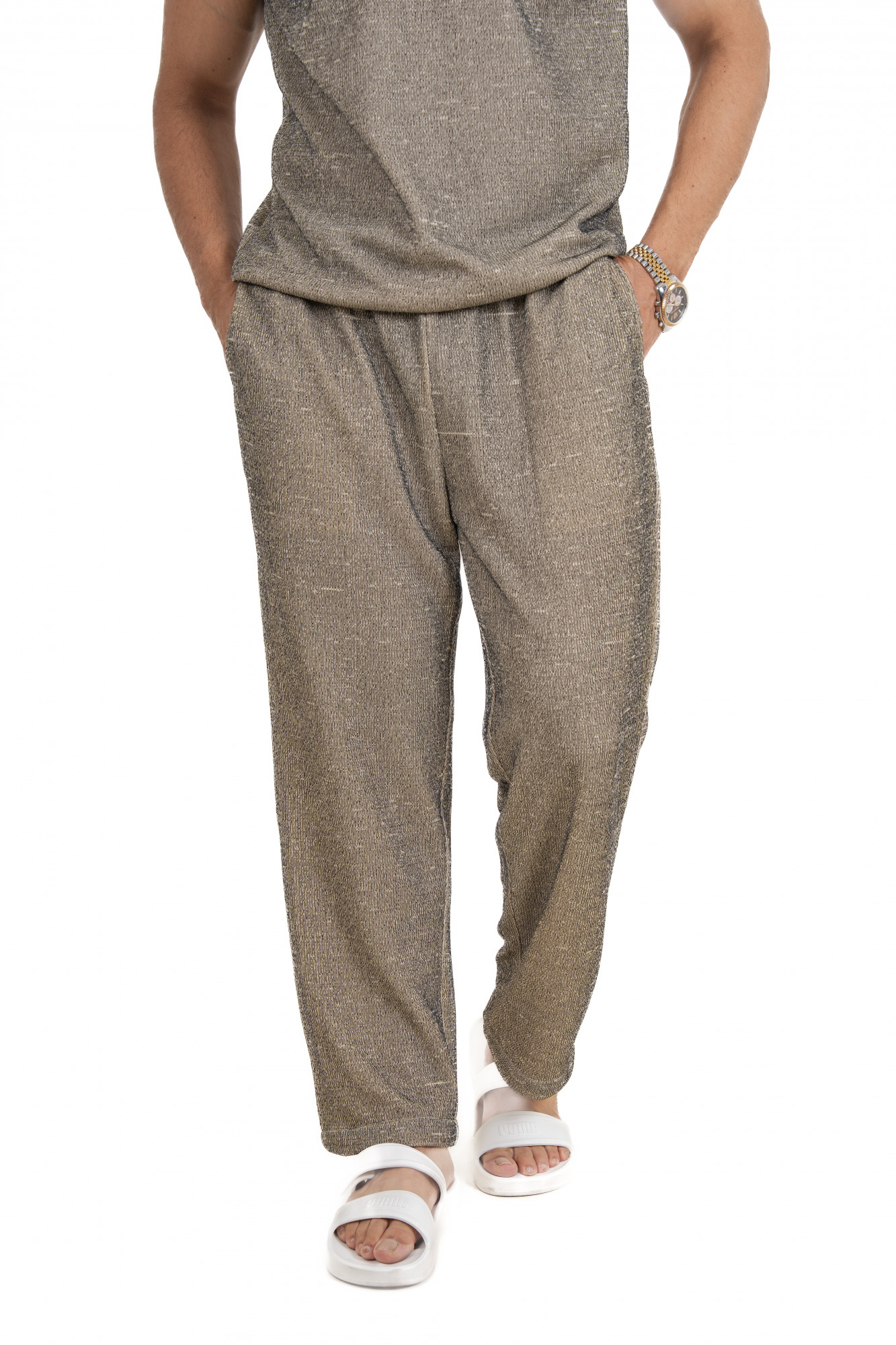 Knitted Sweat Pants In Road Cream