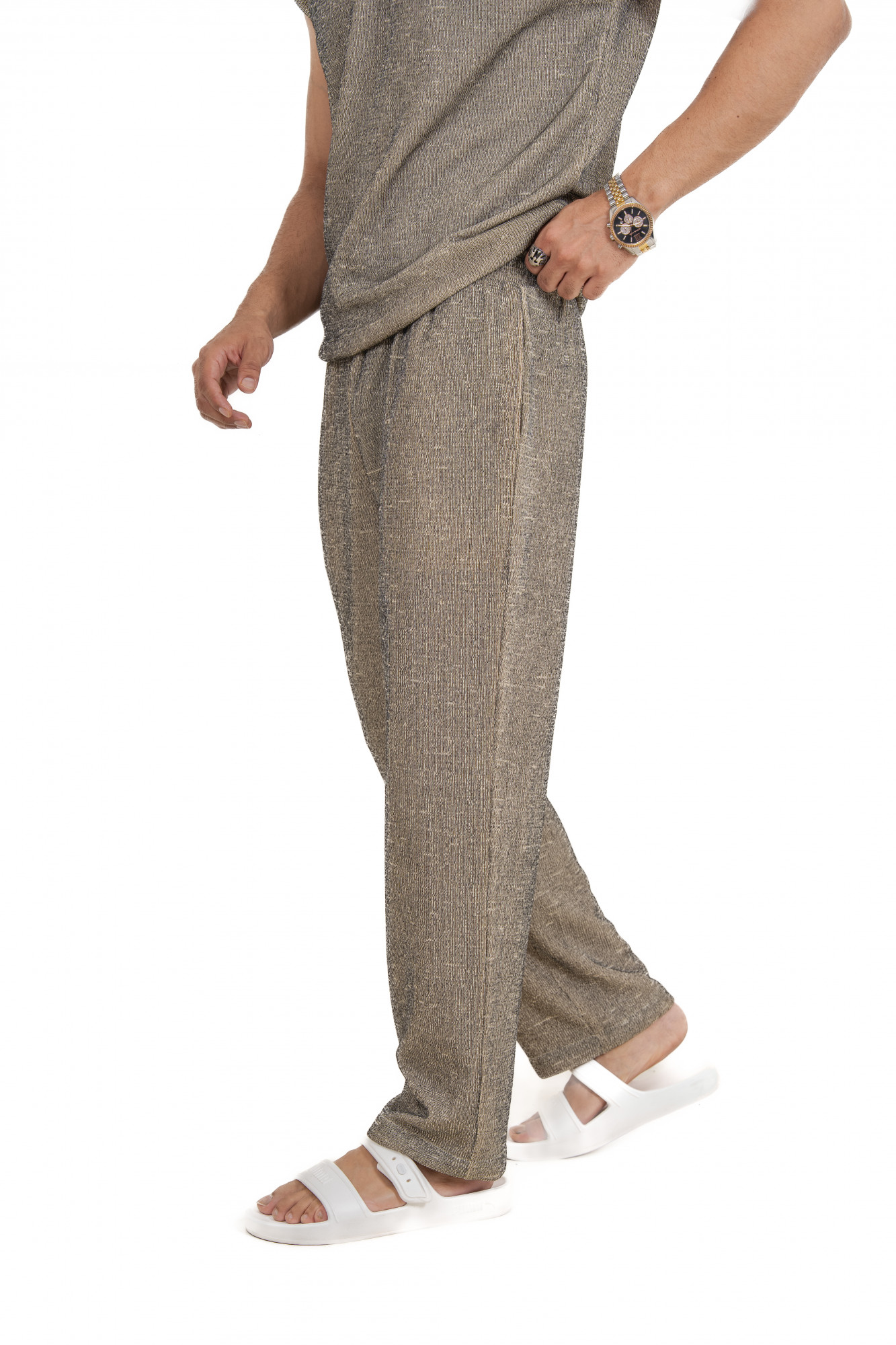 Knitted Sweat Pants In Road Cream