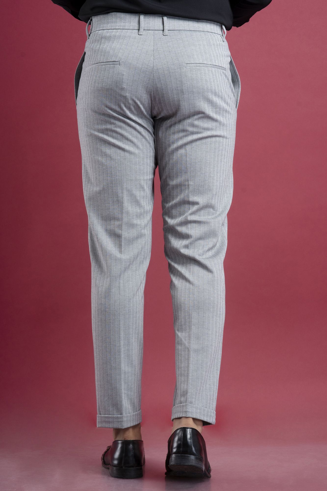 Striped Tailored Pants In Grey