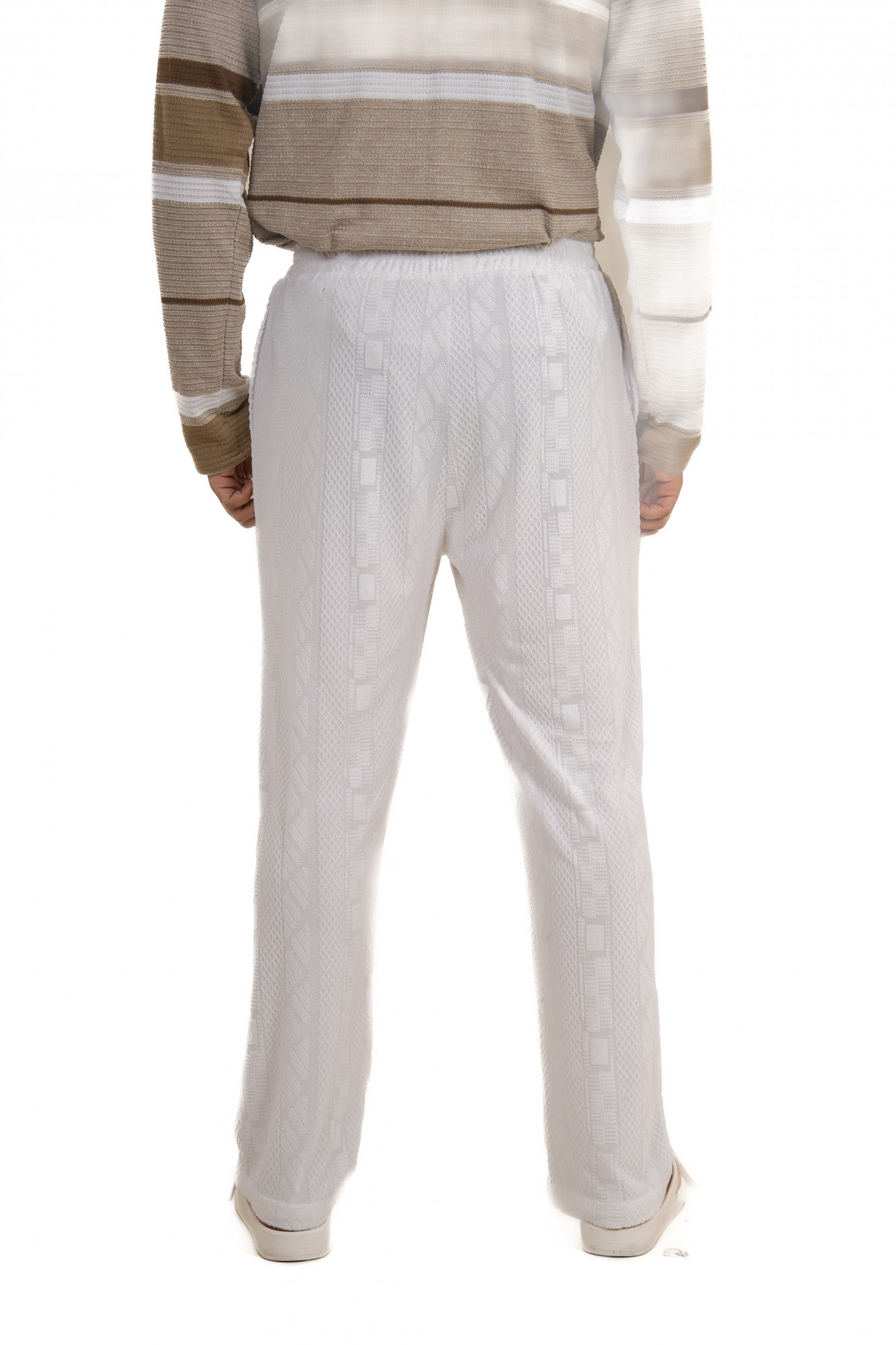 Textured Knit Lounge Pants In White