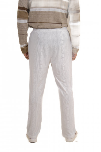 Textured Knit Lounge Pants In White