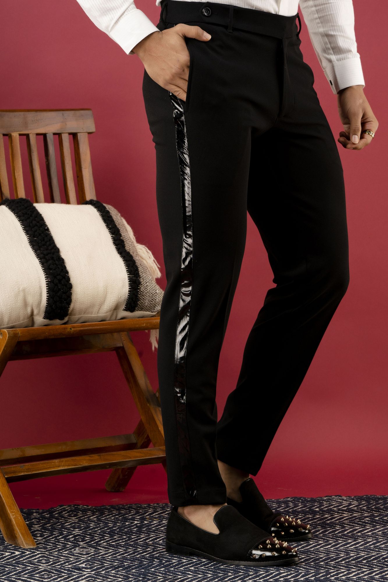 Black Side Taped Pants